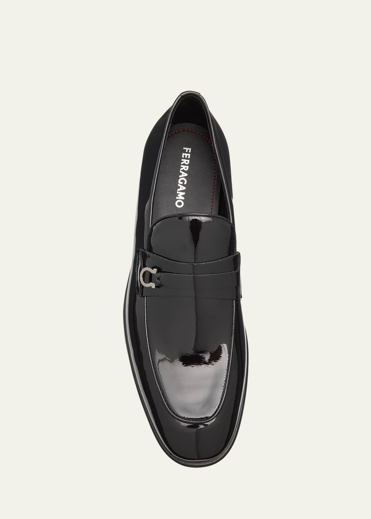 Ferragamo Men's Desio Patent Leather Penny Loafers Image 5 of 5