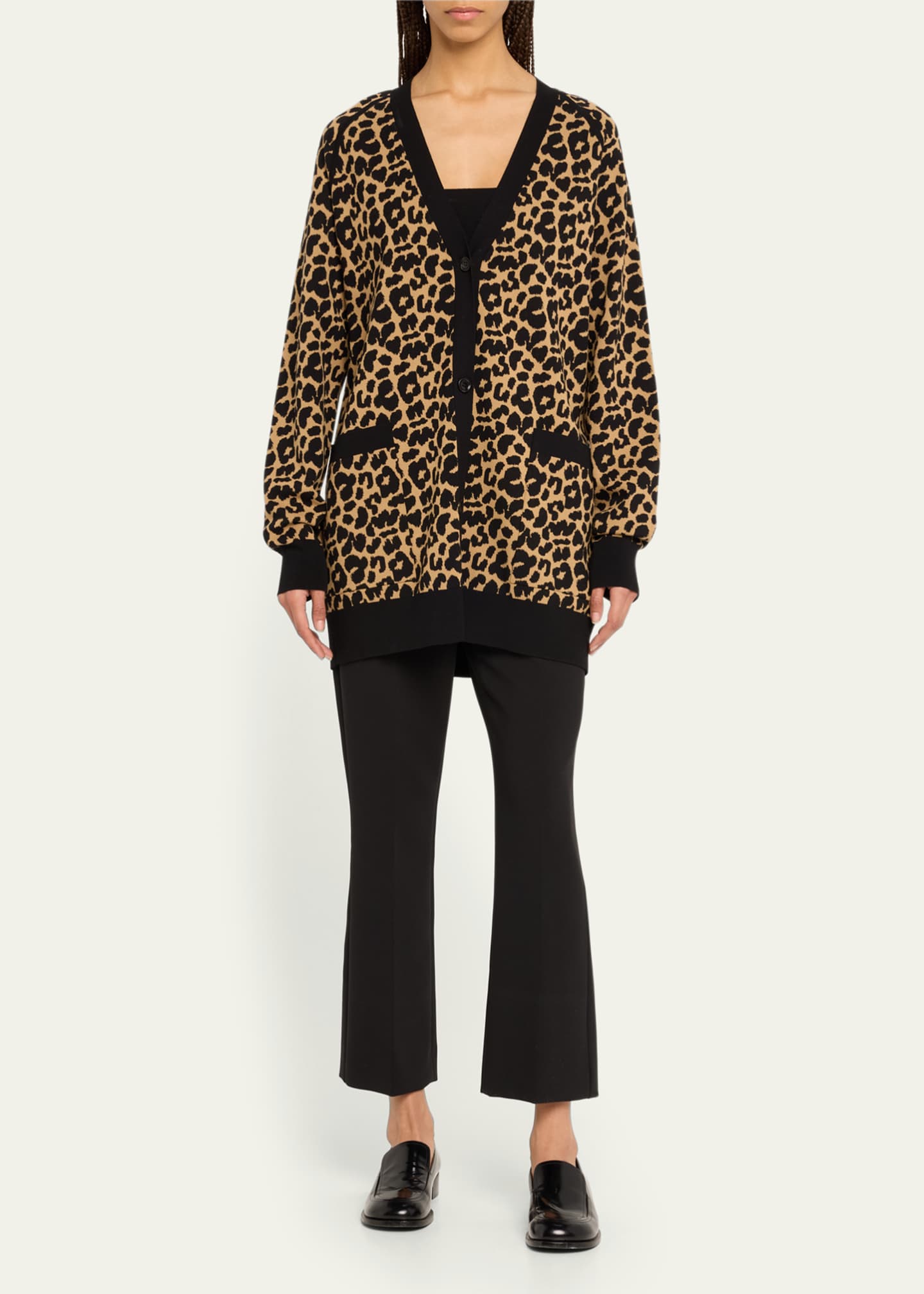 Max Mara Tenore Leopard Print Knit Cardigan