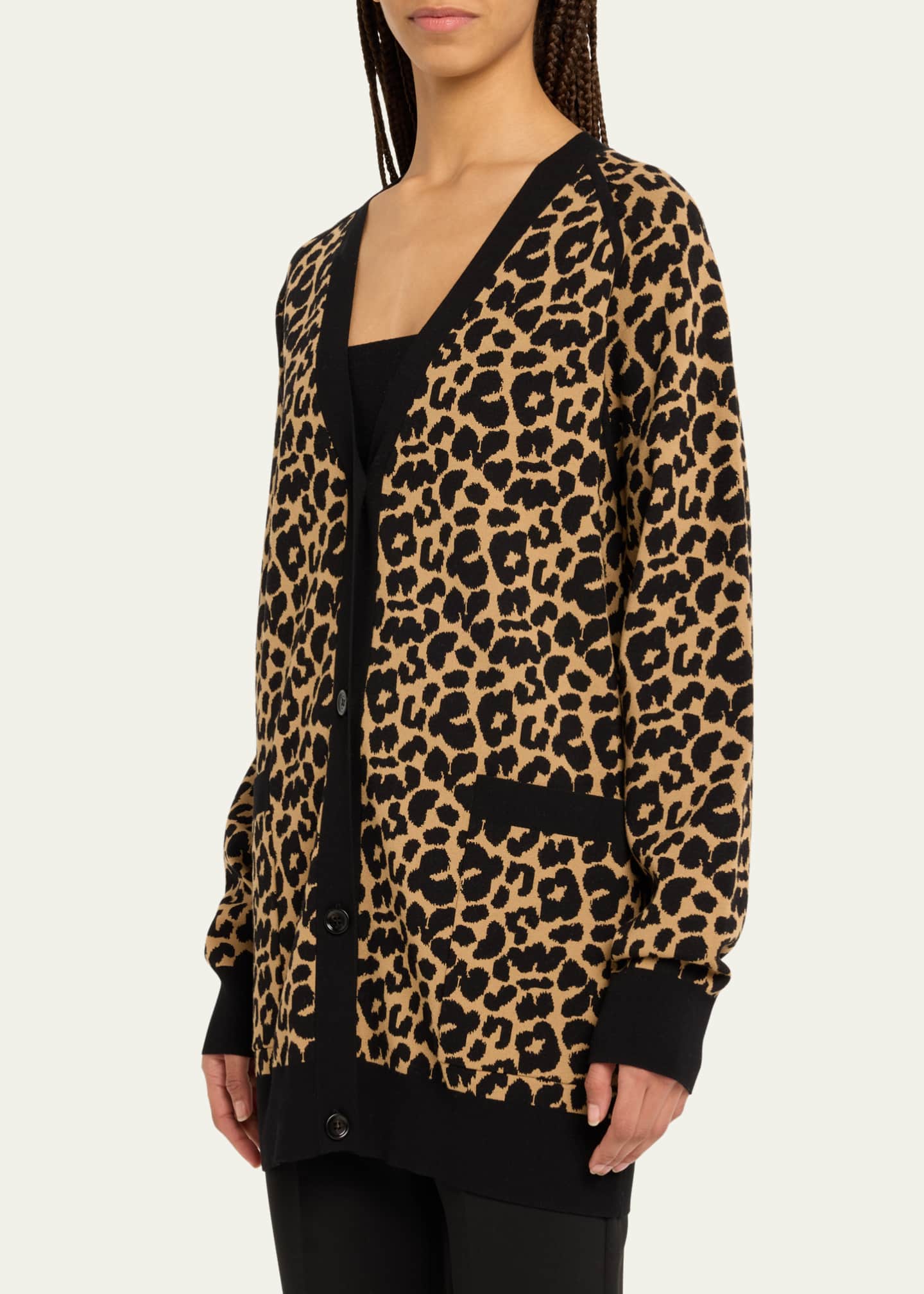 Max Mara Tenore Leopard Print Knit Cardigan