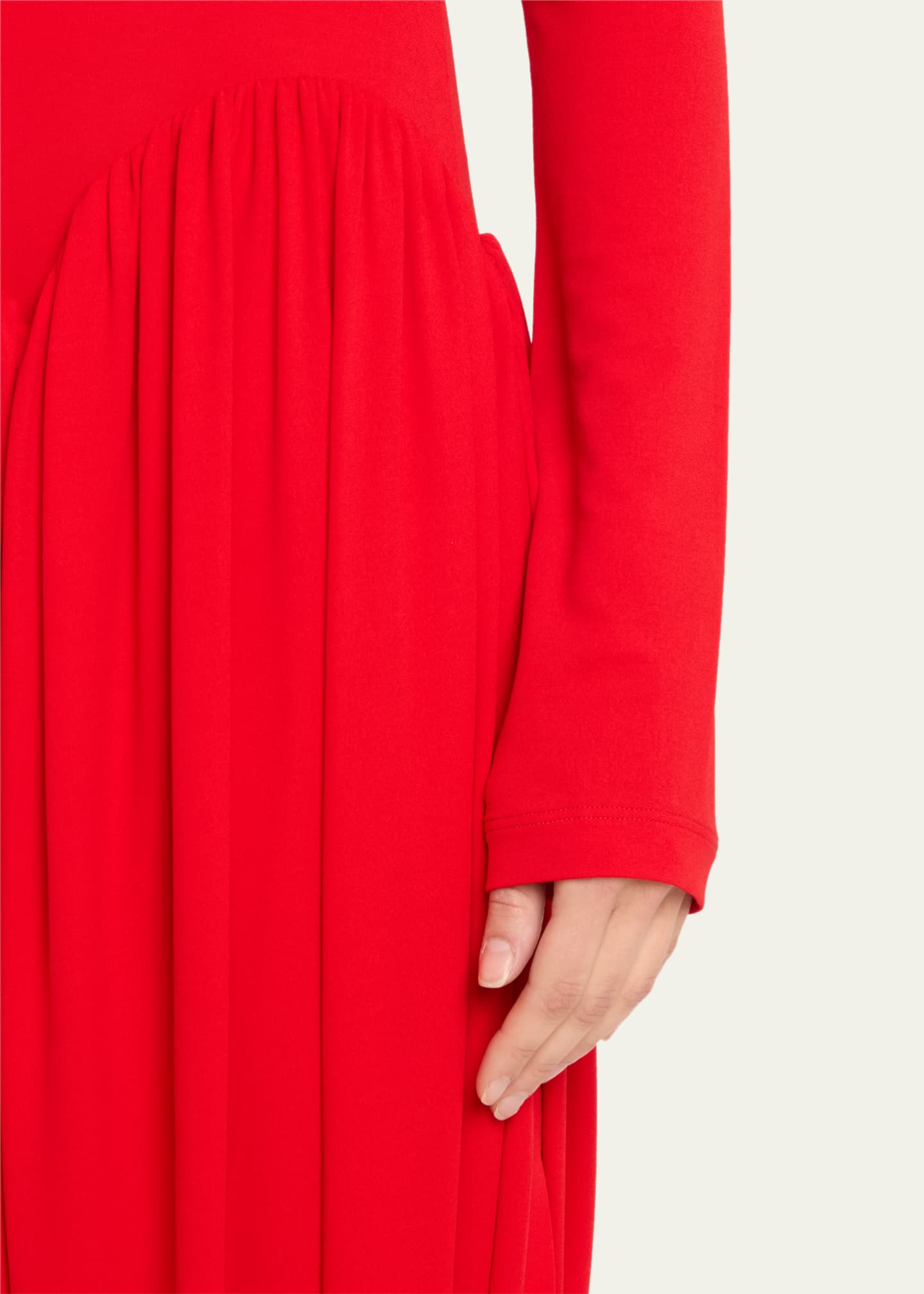 Ferragamo Tulip Hem Jersey Mock Neck Midi Dress Image 5 of 5