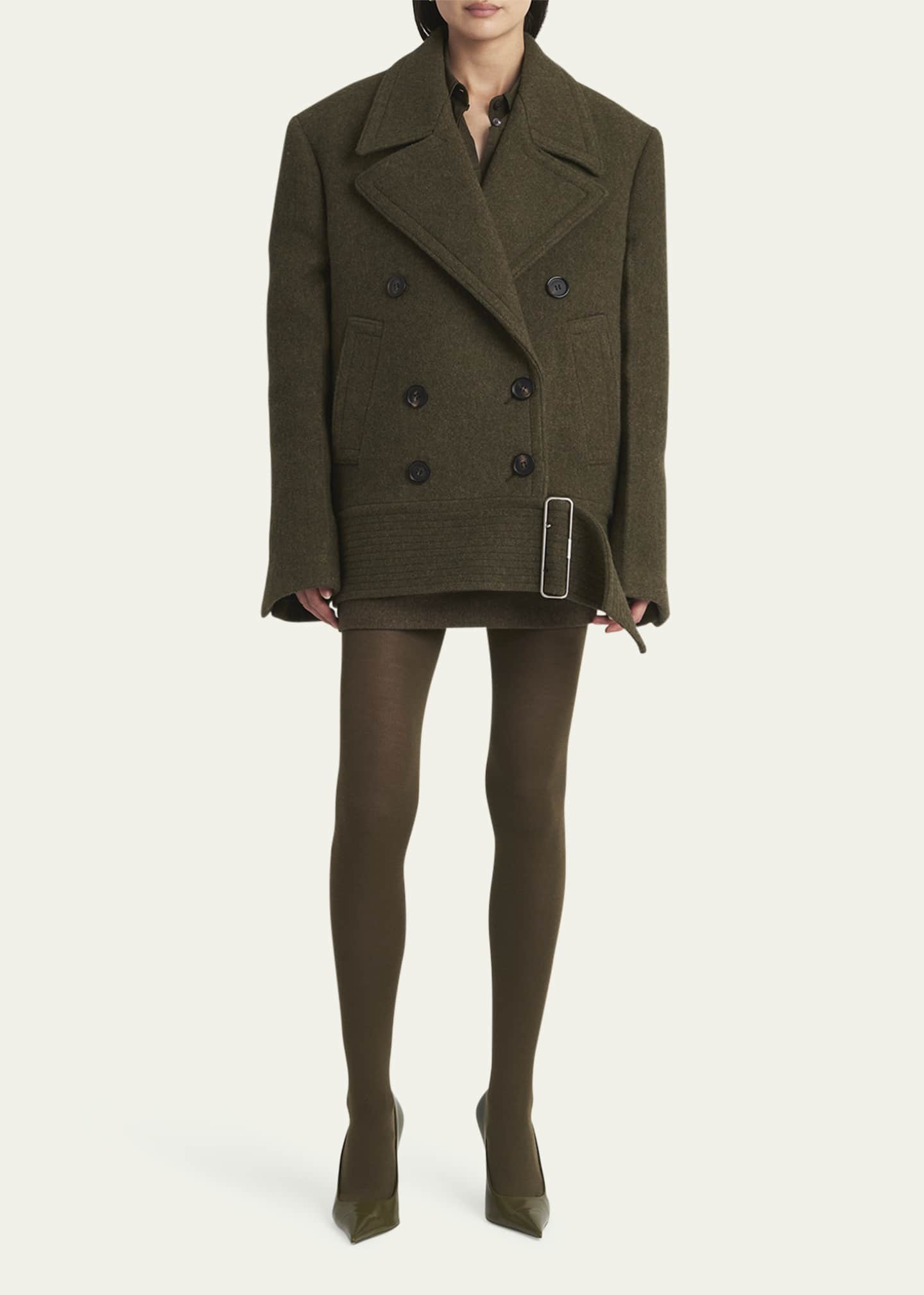 Ferragamo Oversize Wool Coat with Fixed Hip Belt Image 2 of 5
