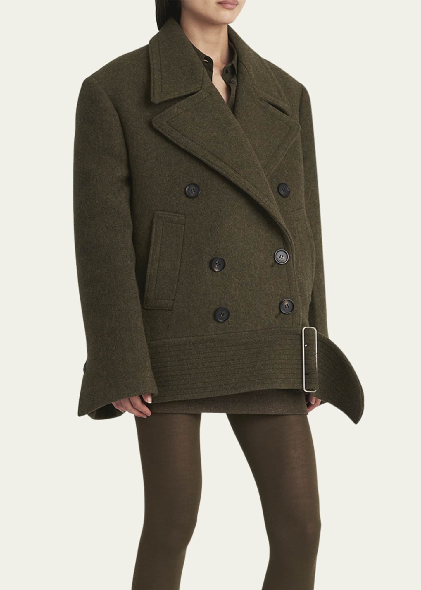 Ferragamo Oversize Wool Coat with Fixed Hip Belt Image 4 of 5