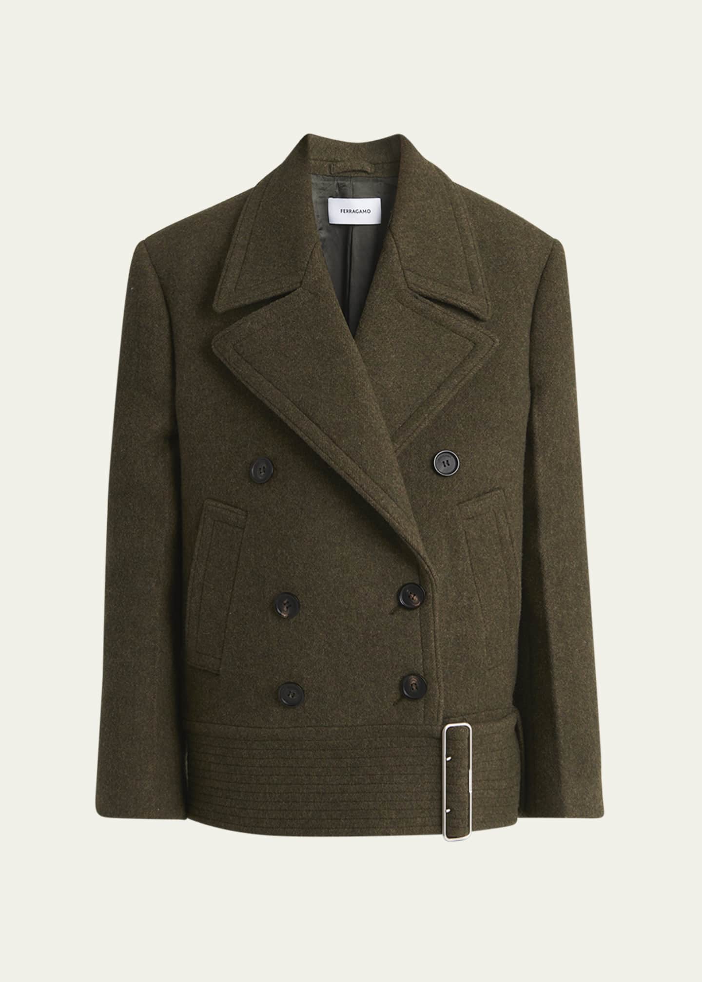 Ferragamo Oversize Wool Coat with Fixed Hip Belt Image 1 of 5