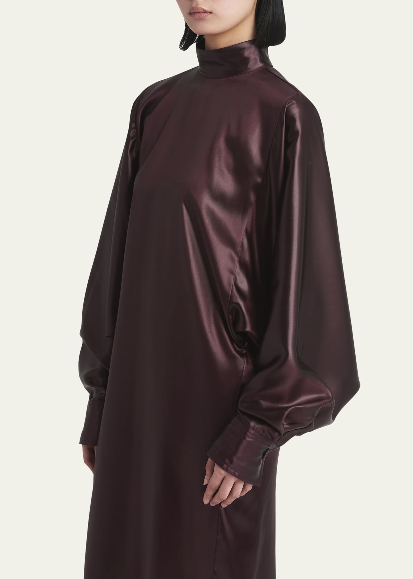 Ferragamo Bat-Wing Mock Neck Midi Dress Image 5 of 5