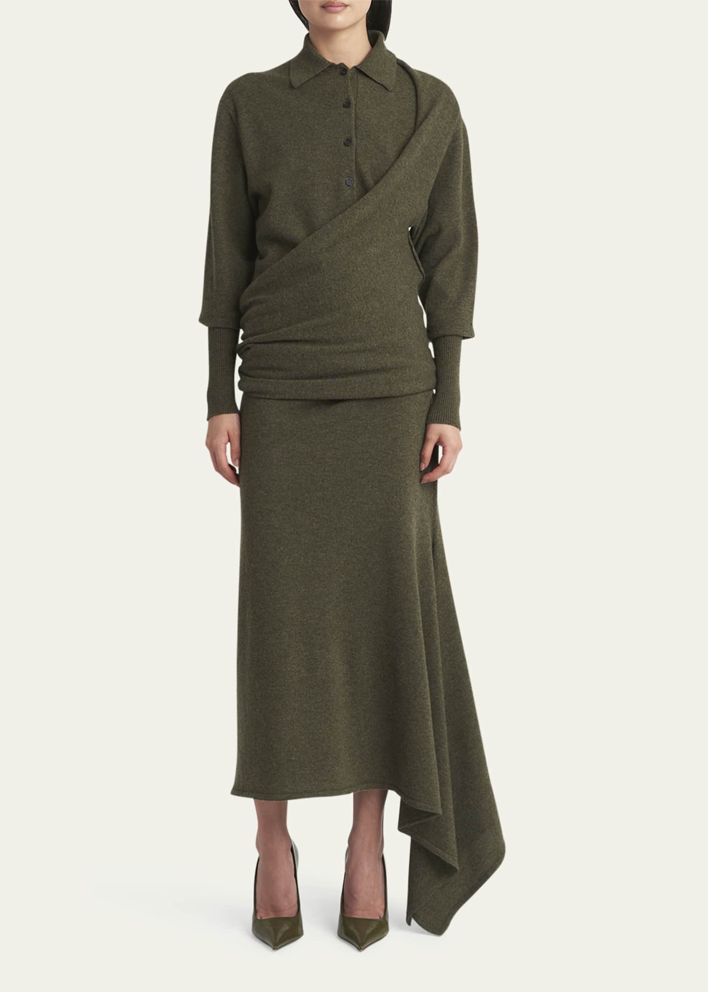Ferragamo Cashmere-Blend Polo Sweater Dress Image 2 of 5