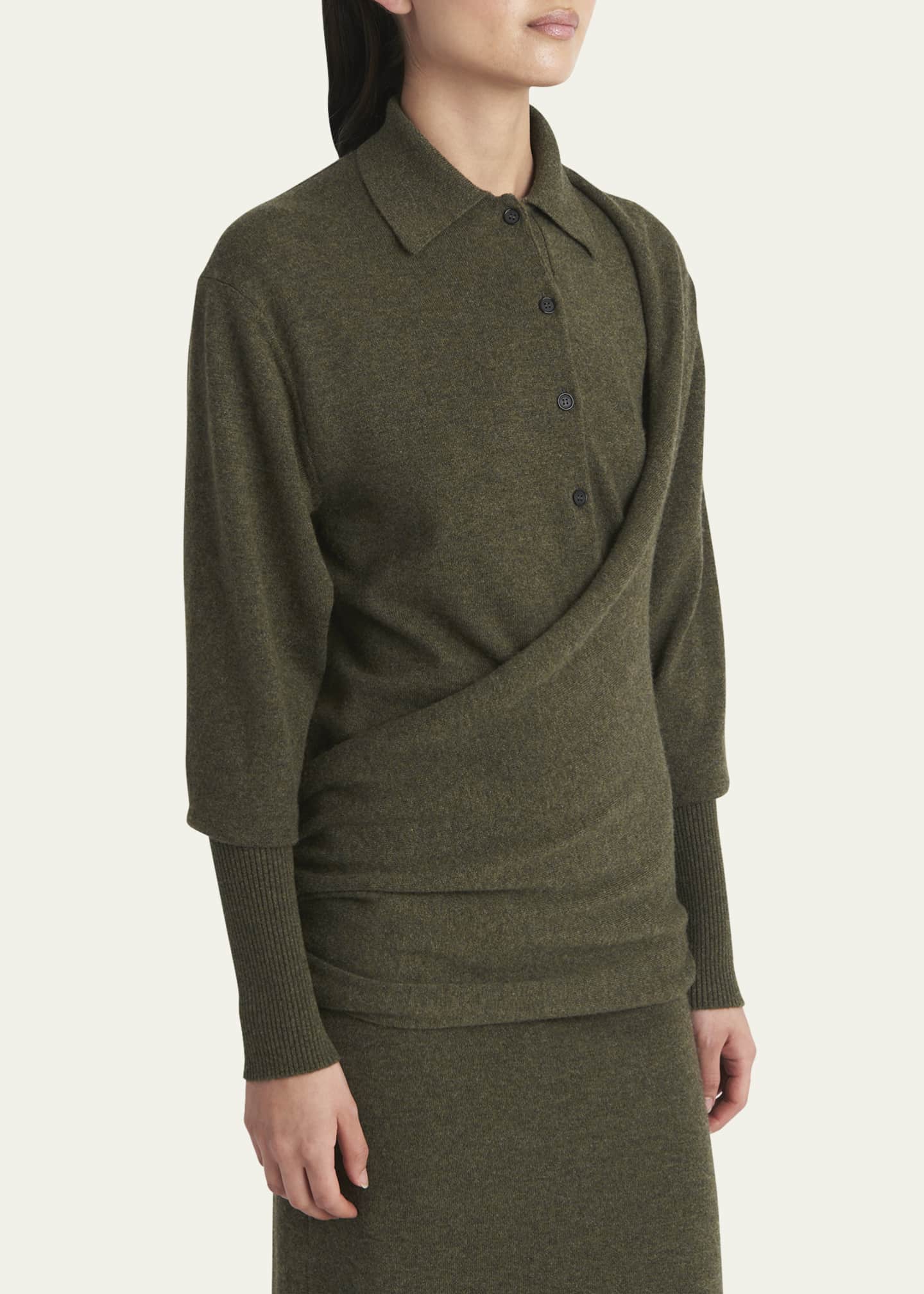 Ferragamo Cashmere-Blend Polo Sweater Dress Image 4 of 5