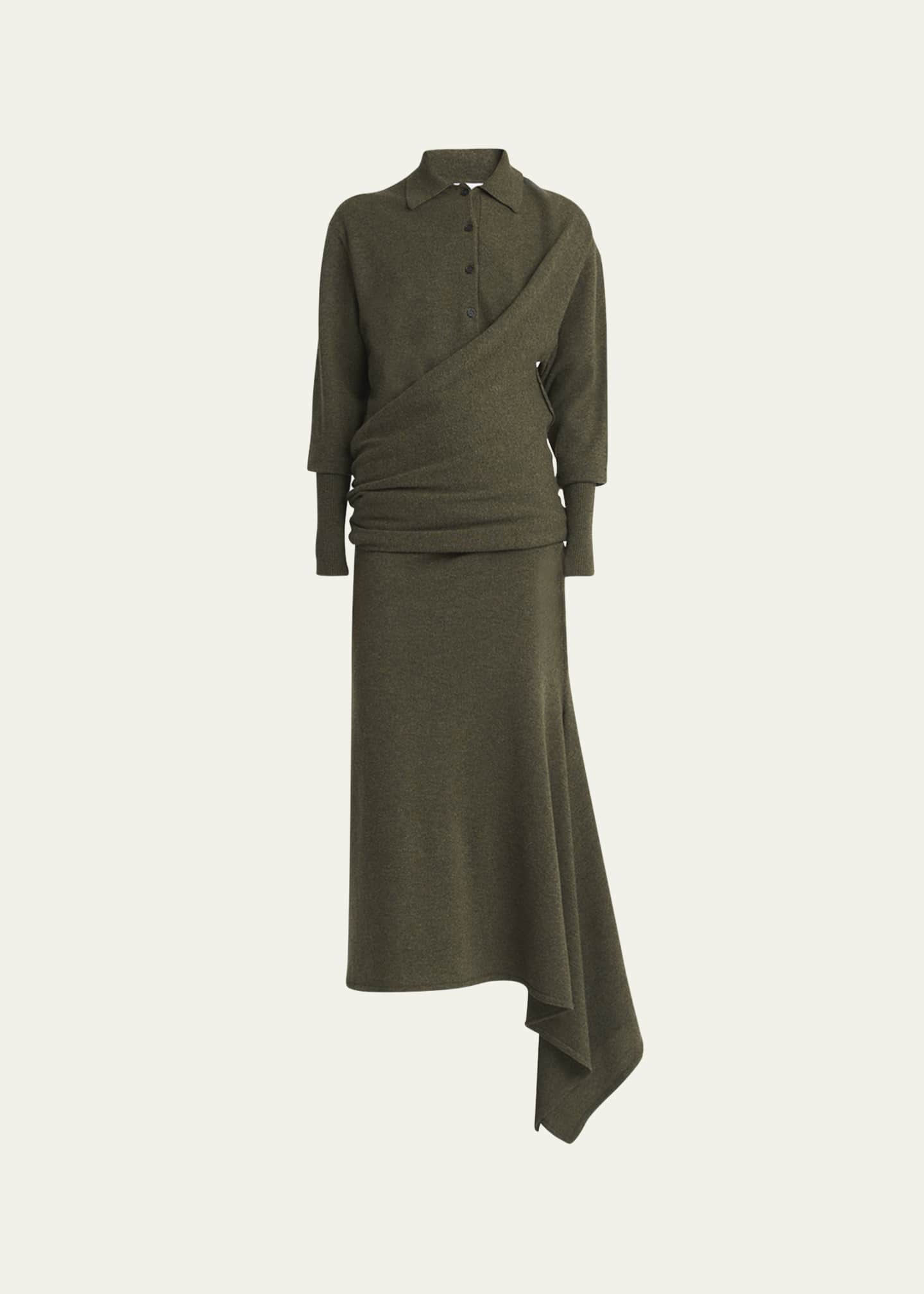 Ferragamo Cashmere-Blend Polo Sweater Dress Image 1 of 5