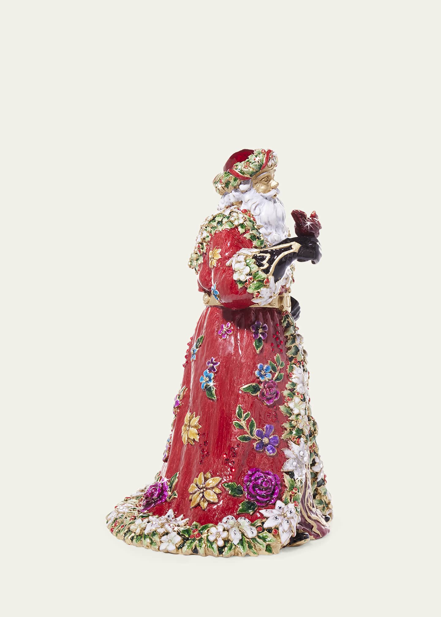 Jay Strongwater Floral Santa 14K Gold-Plated and Crystal Figure Image 2 of 3