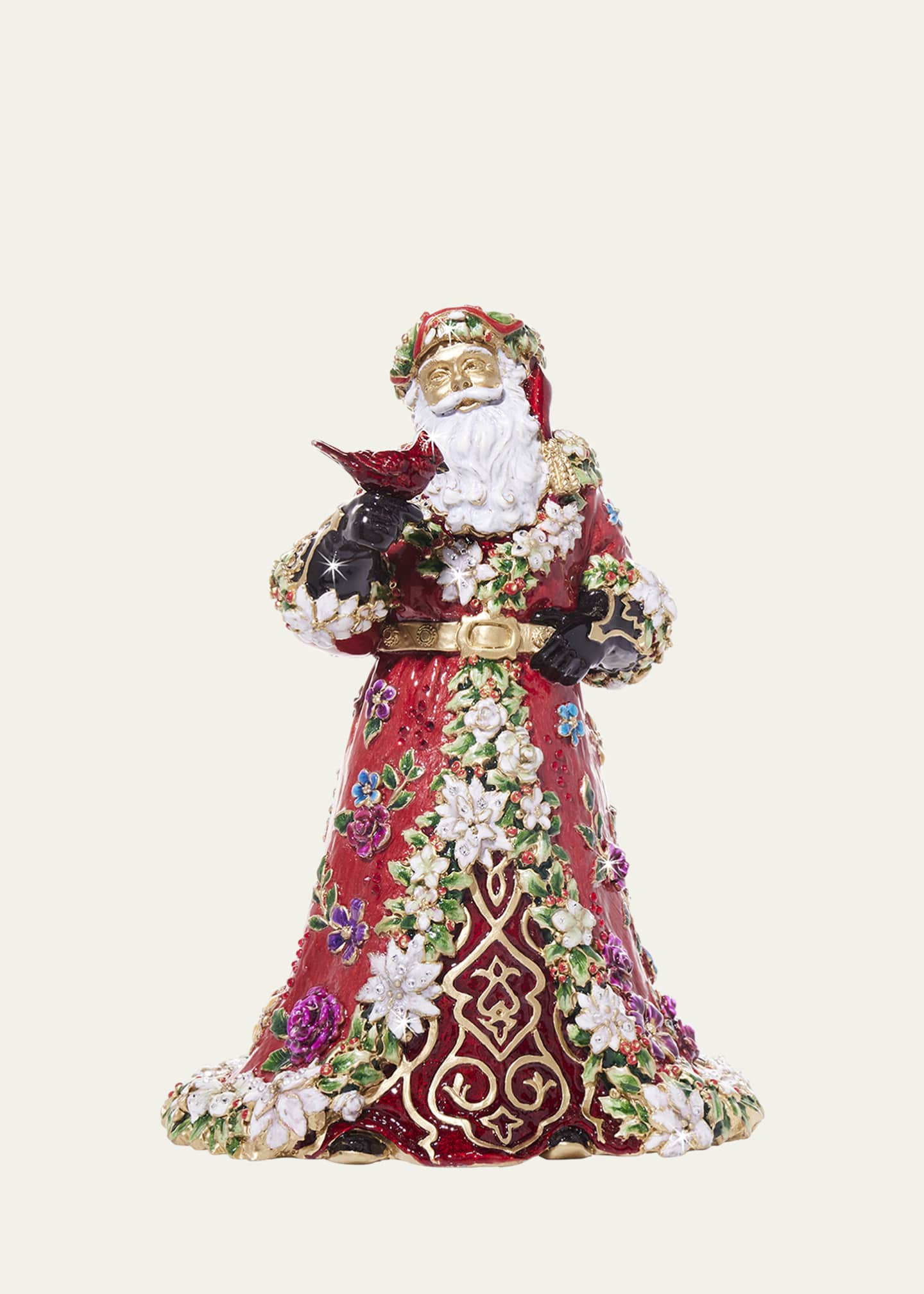 Jay Strongwater Floral Santa 14K Gold-Plated and Crystal Figure Image 1 of 3
