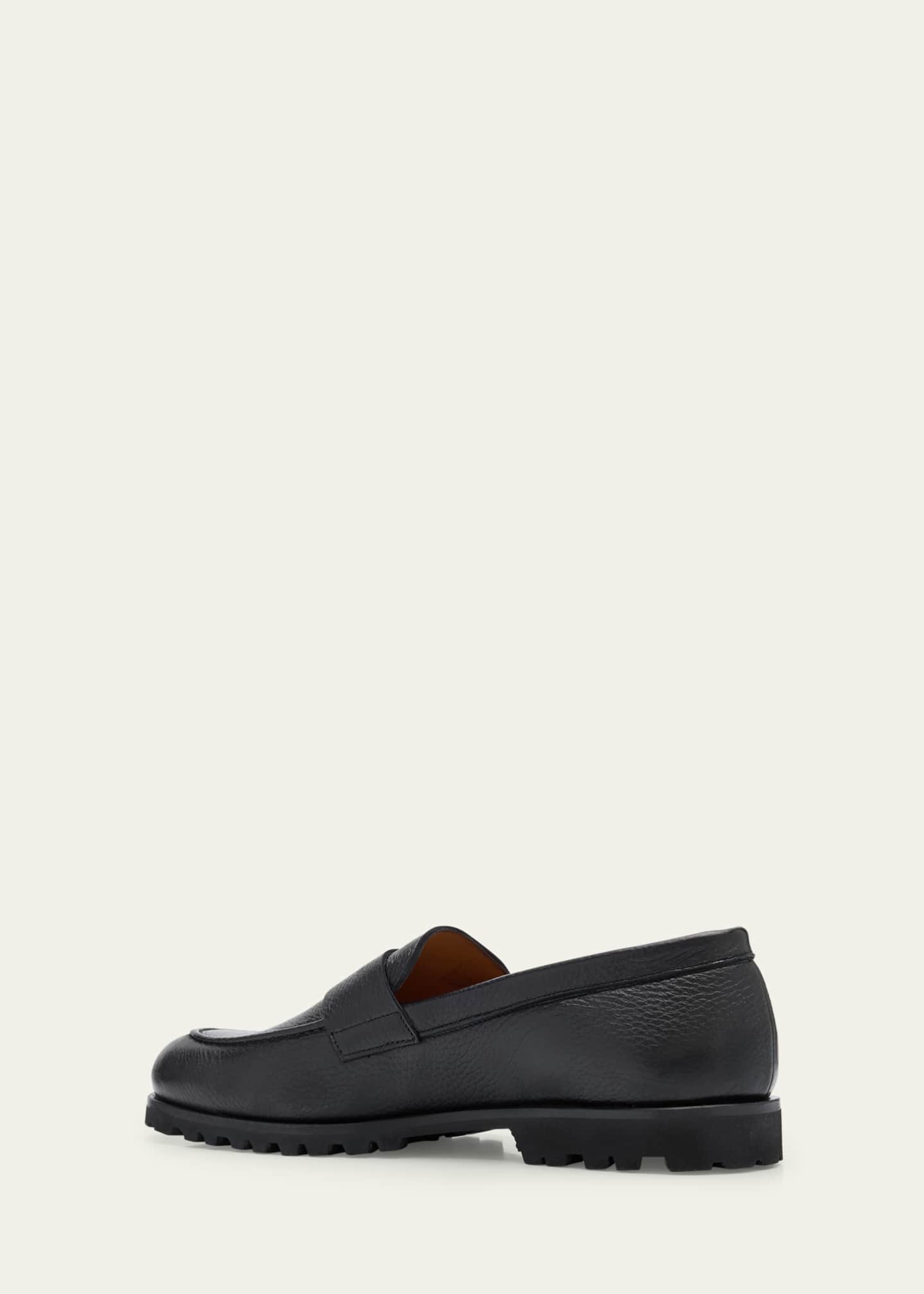 Bergdorf Goodman Men's Deerskin Lug Sole Penny Loafers Image 4 of 6