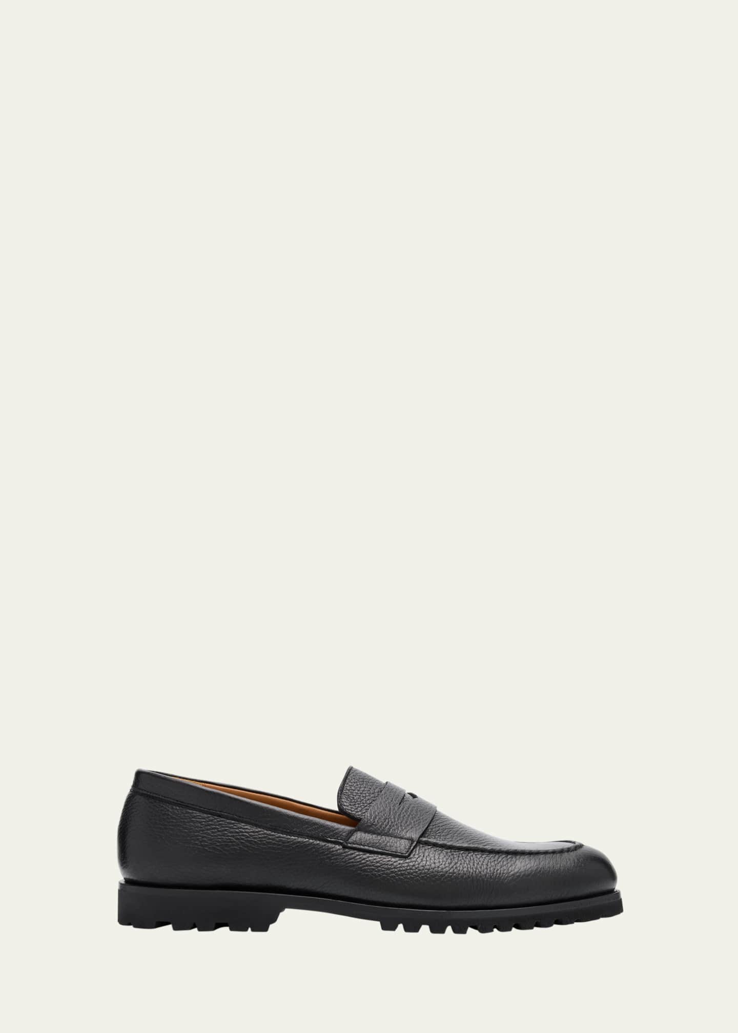 Bergdorf Goodman Men's Deerskin Lug Sole Penny Loafers Image 1 of 6