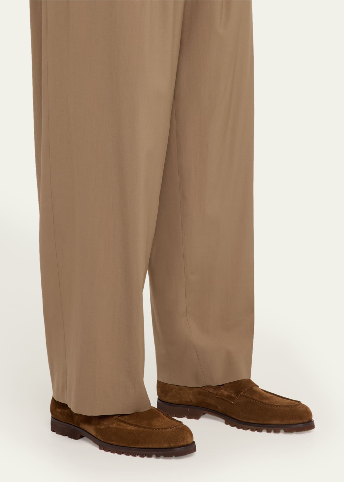Bergdorf Goodman Men's Oiled Suede Lug Sole Penny Loafers Image 2 of 6