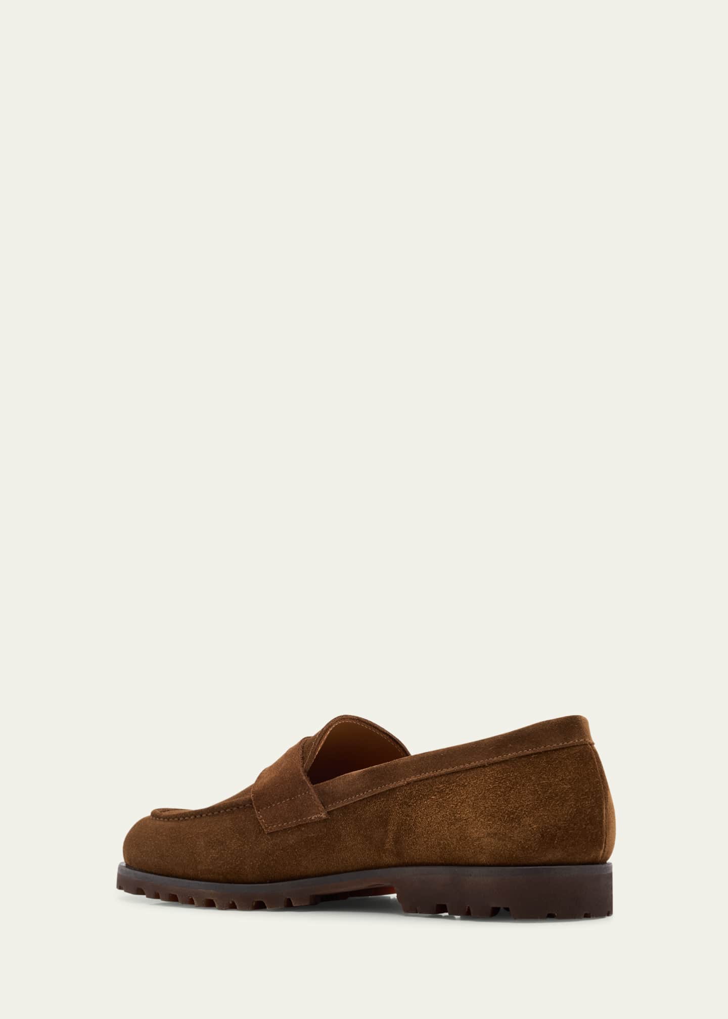 Bergdorf Goodman Men's Oiled Suede Lug Sole Penny Loafers Image 4 of 6