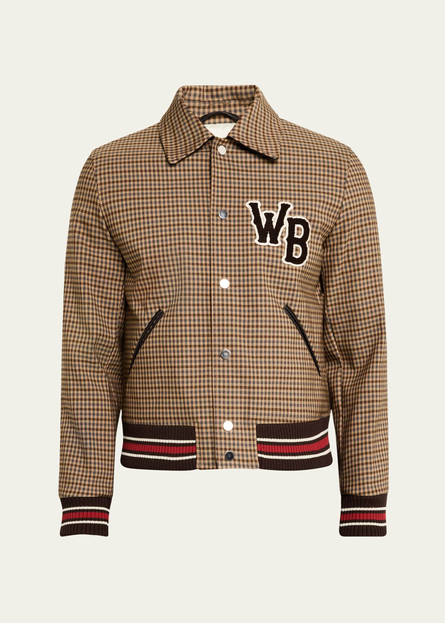 Wales Bonner Men's Micro-Check WB Varsity Jacket - Bergdorf