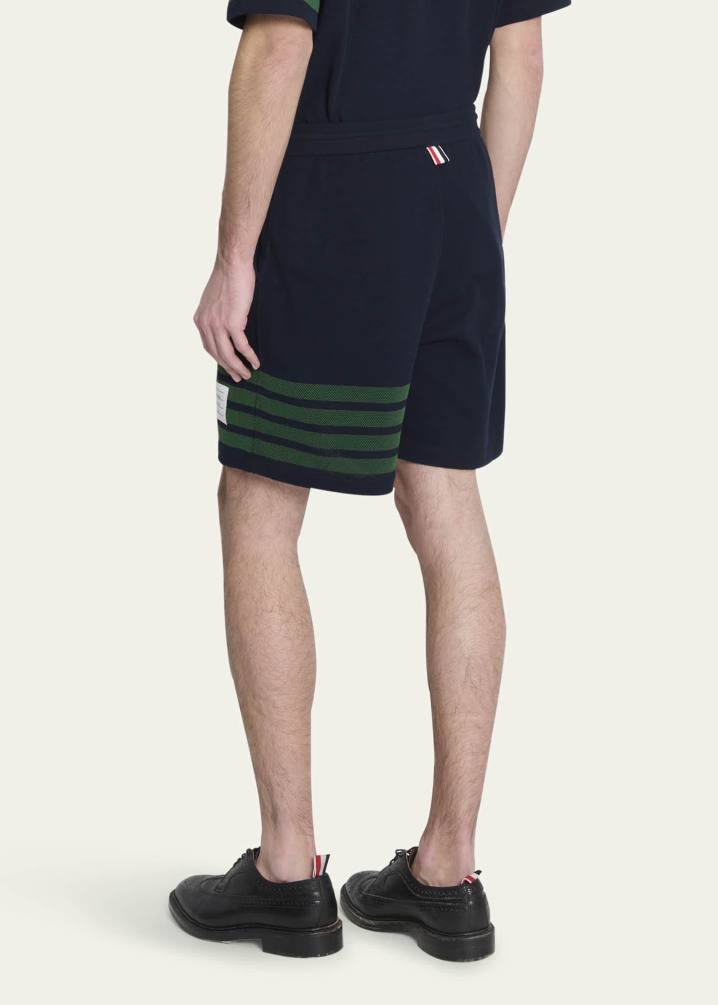 Thom Browne Men's 4-Bar Pique Drawstring Shorts Image 3 of 5