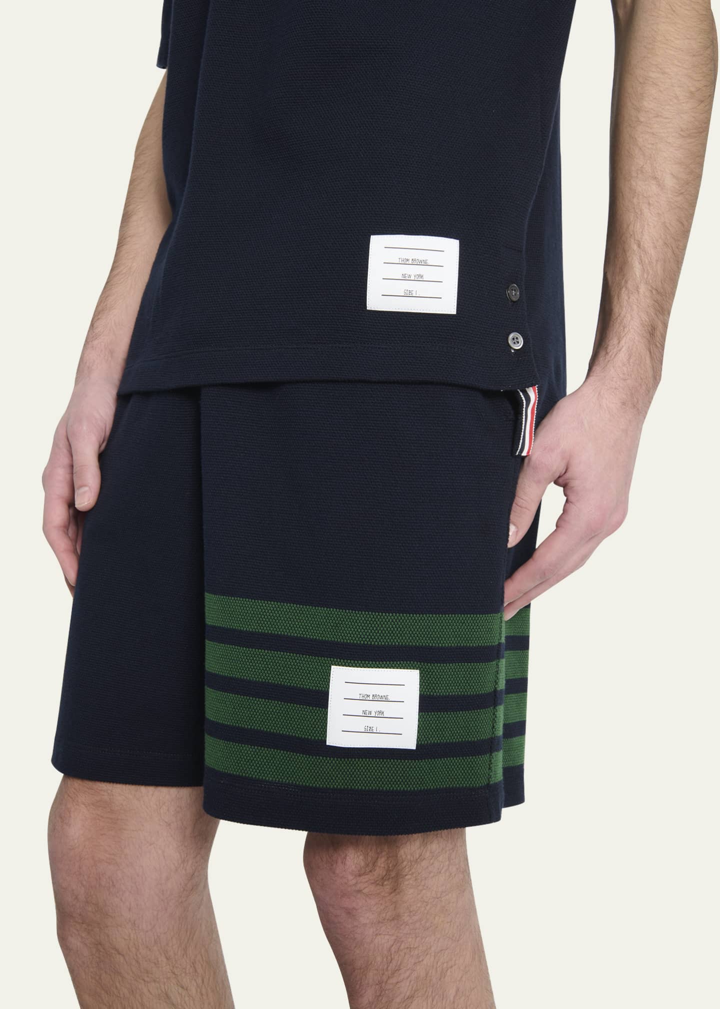 Thom Browne Men's 4-Bar Pique Drawstring Shorts Image 5 of 5