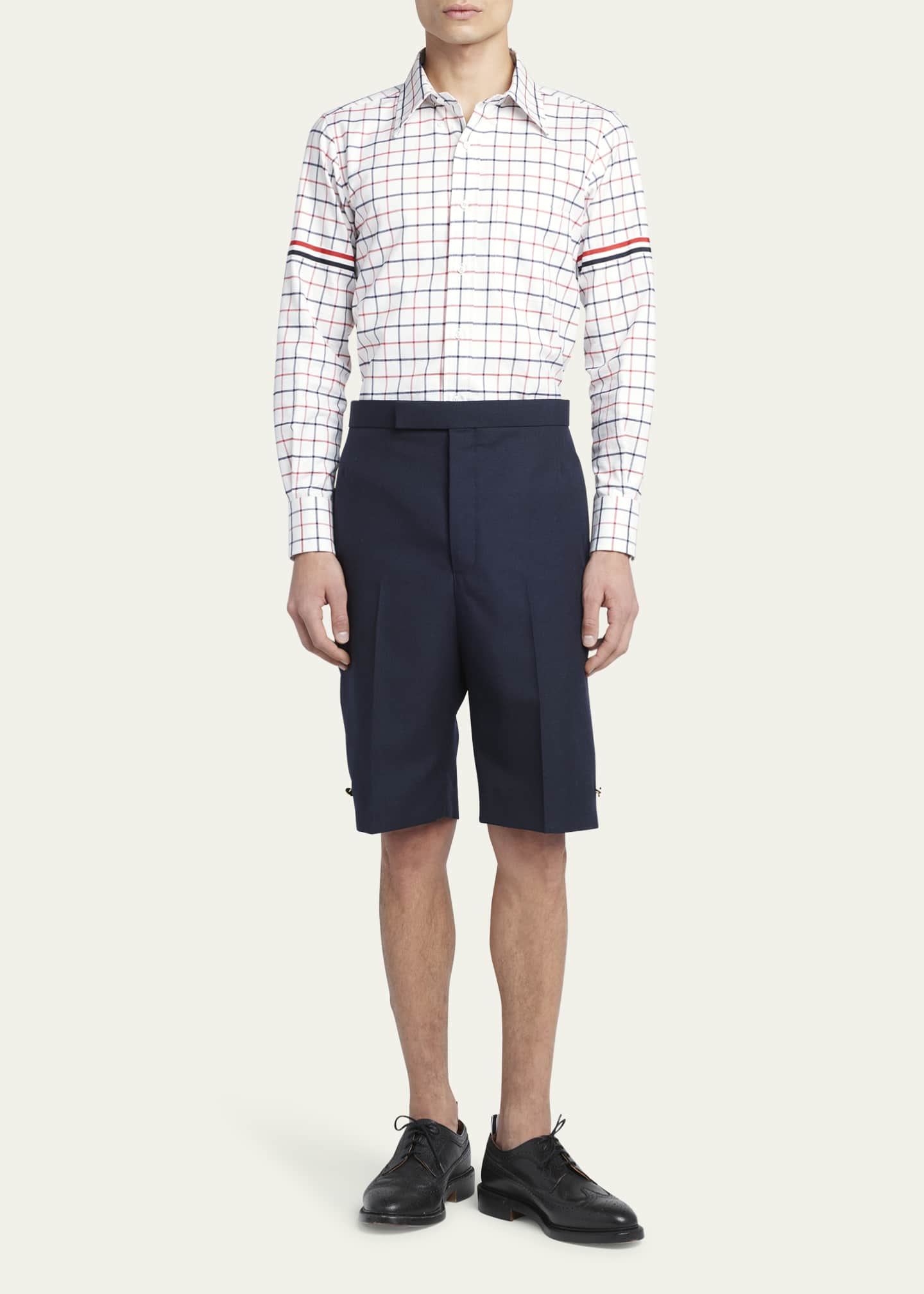 Thom Browne Men's Crisp Wool Backstrap Shorts Image 2 of 5