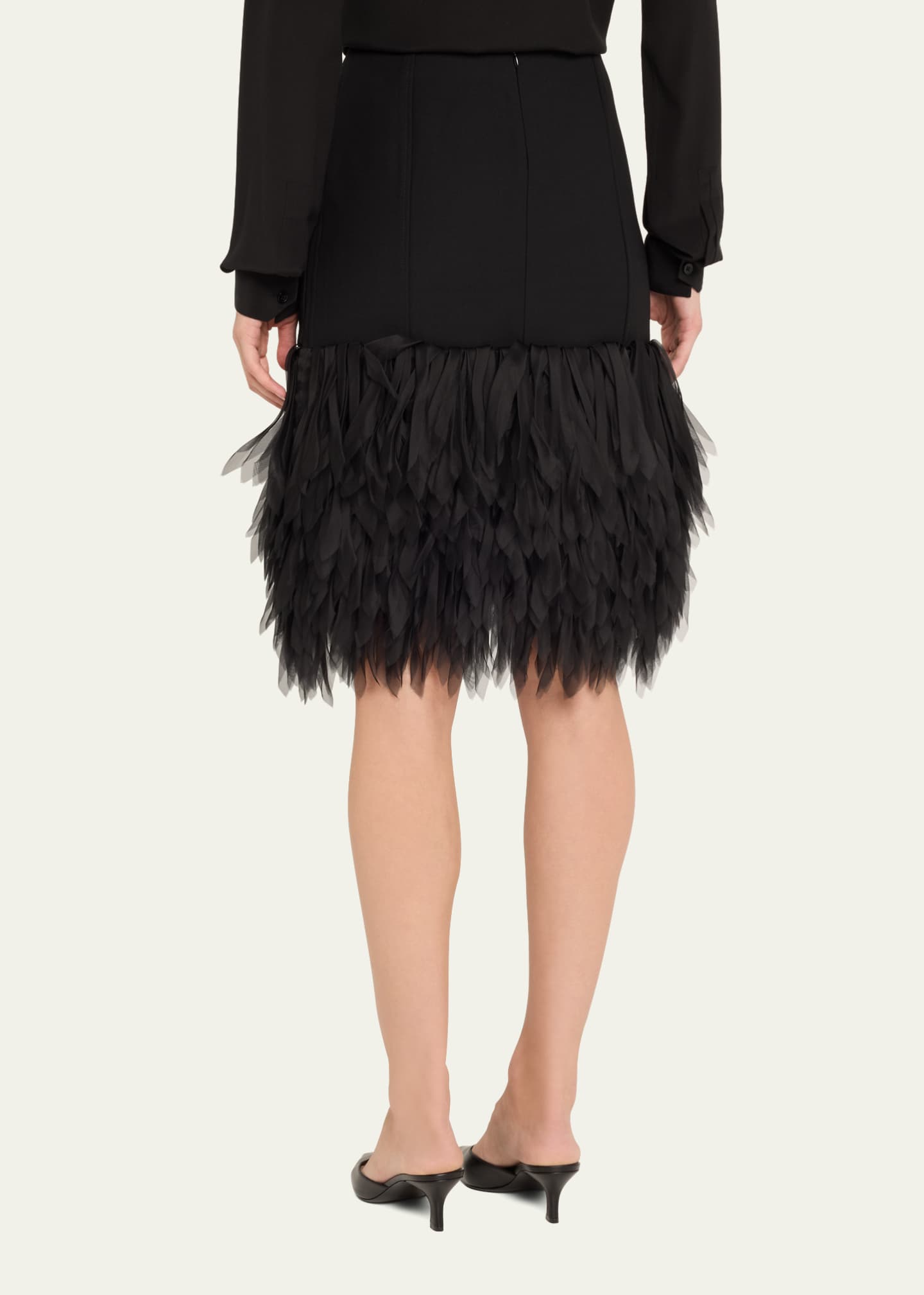 Stella McCartney Tiered Feather Effect Wool Skirt Bergdorf Goodman