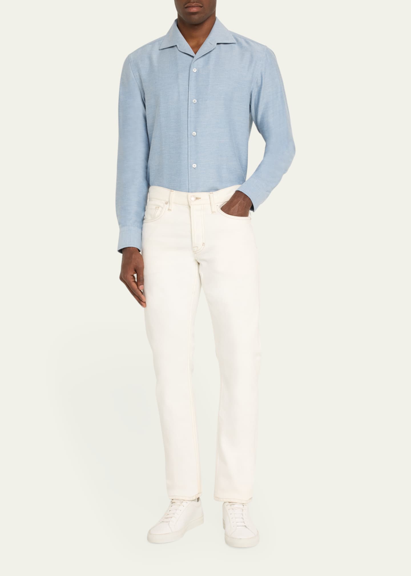 Brioni Men's Cotton Twill Sport Shirt Image 2 of 5