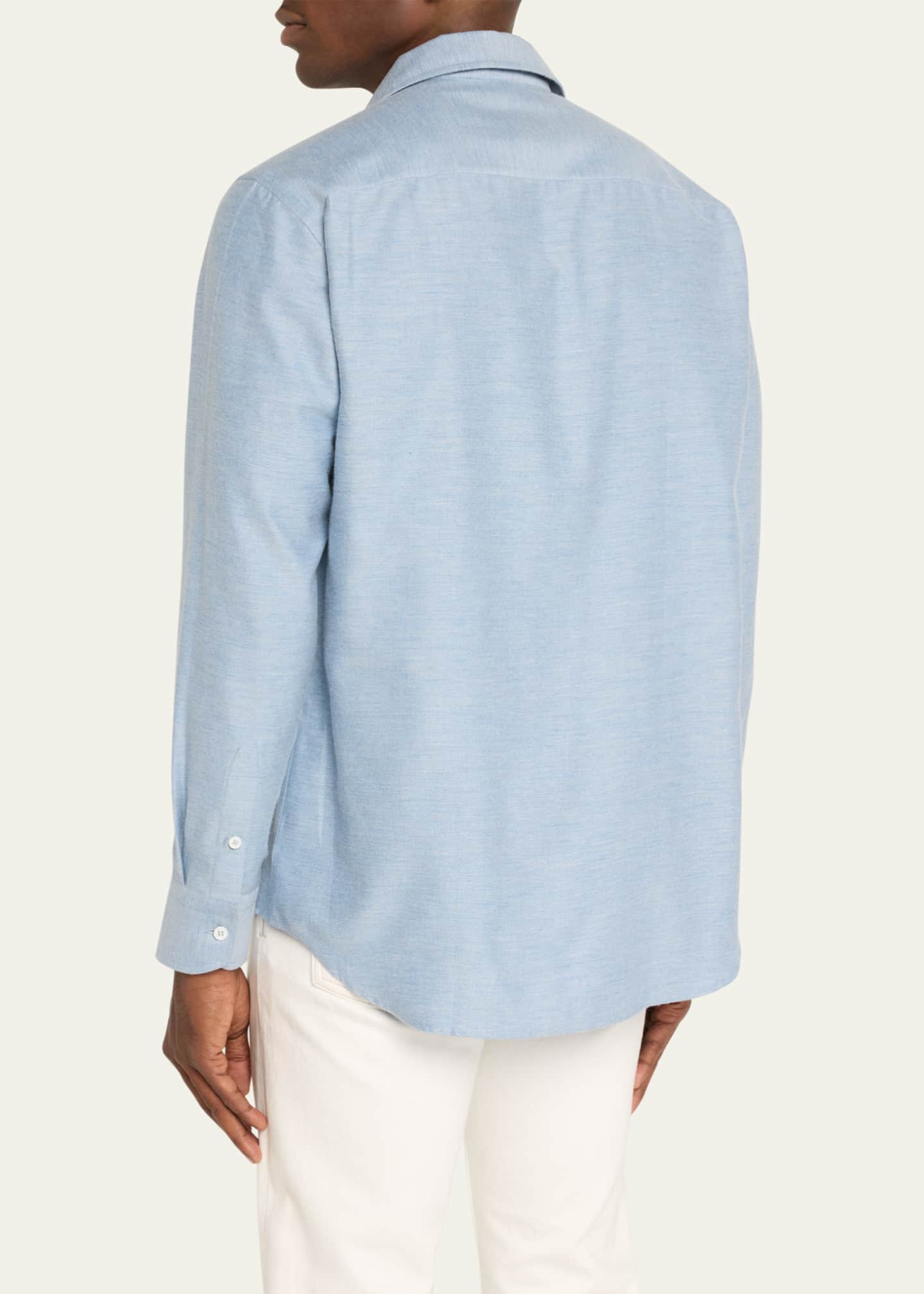 Brioni Men's Cotton Twill Sport Shirt Image 3 of 5