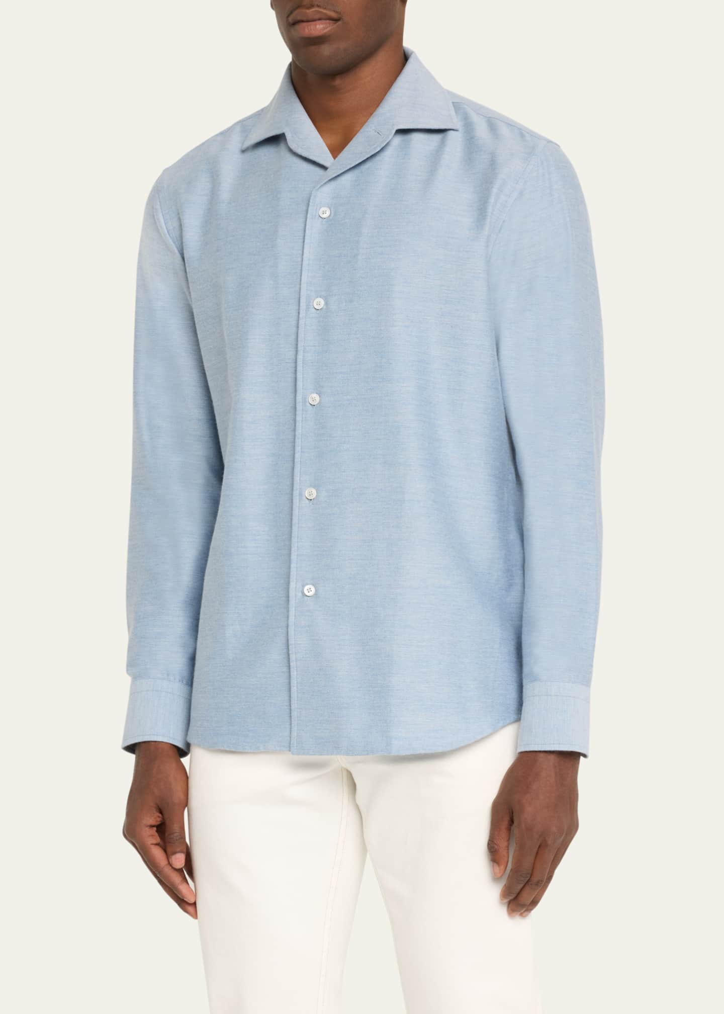 Brioni Men's Cotton Twill Sport Shirt Image 4 of 5
