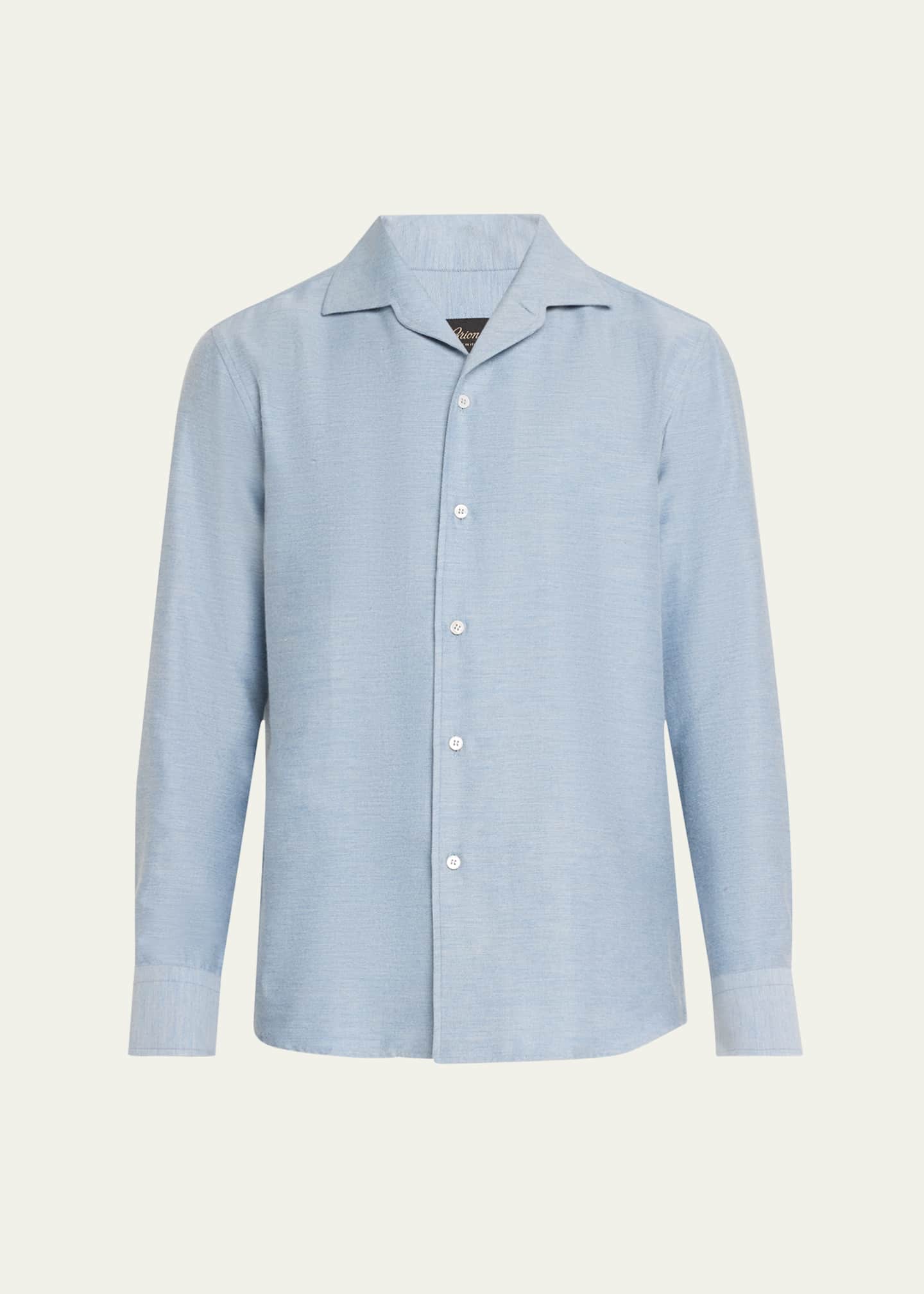 Brioni Men's Cotton Twill Sport Shirt Image 1 of 5