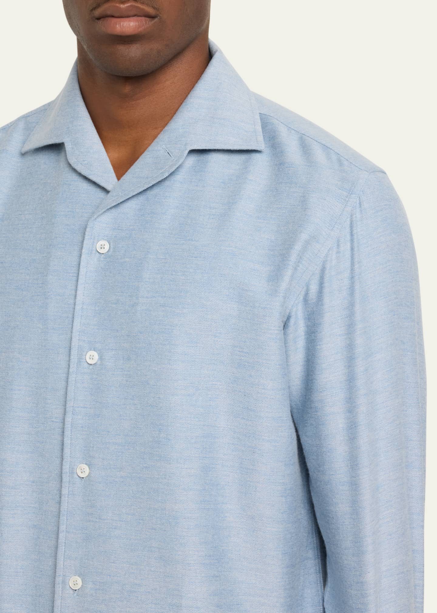Brioni Men's Cotton Twill Sport Shirt Image 5 of 5
