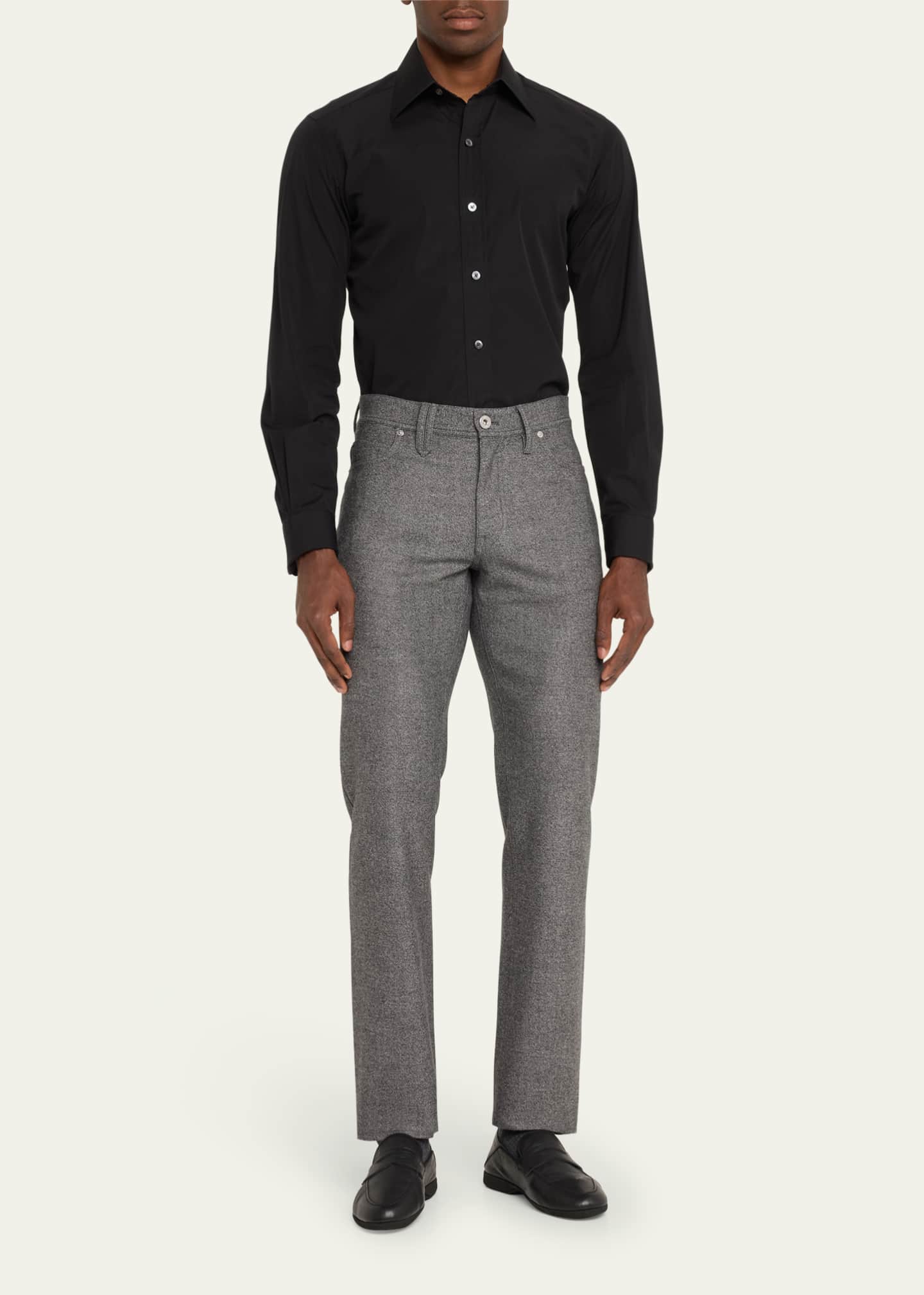 Brioni Men's Meribel Wool Flannel 5-Pocket Pants Image 2 of 5