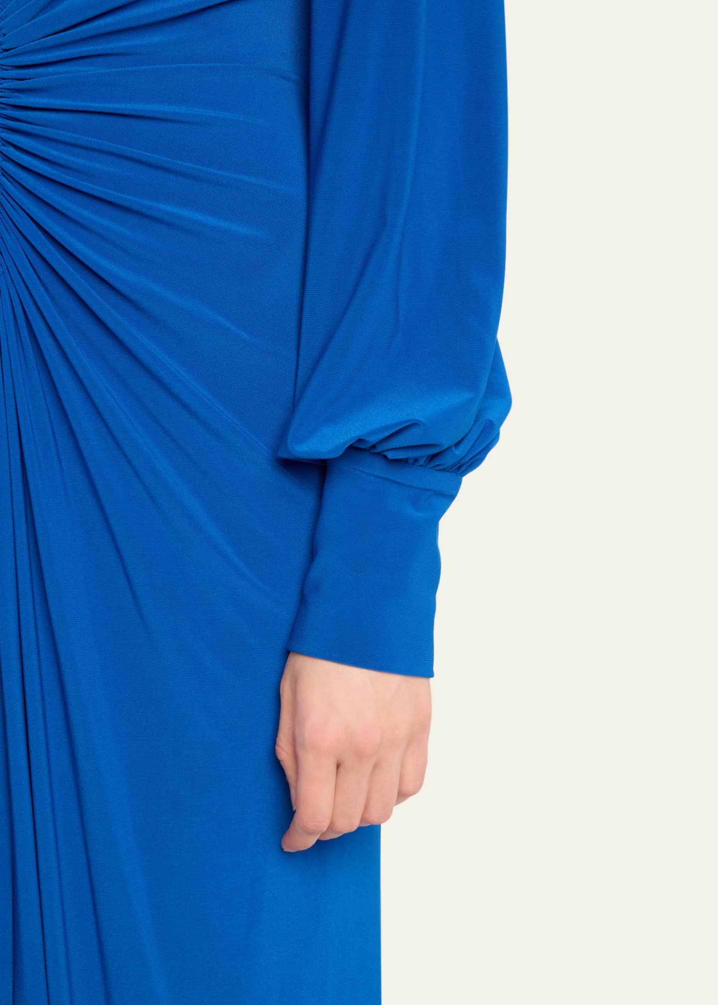 Badgley Mischka Ruched Deep V-Neck Jersey Gown Image 5 of 5