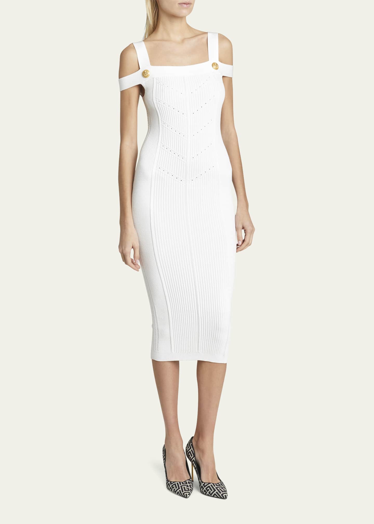 Balmain off shoulder dress cheap