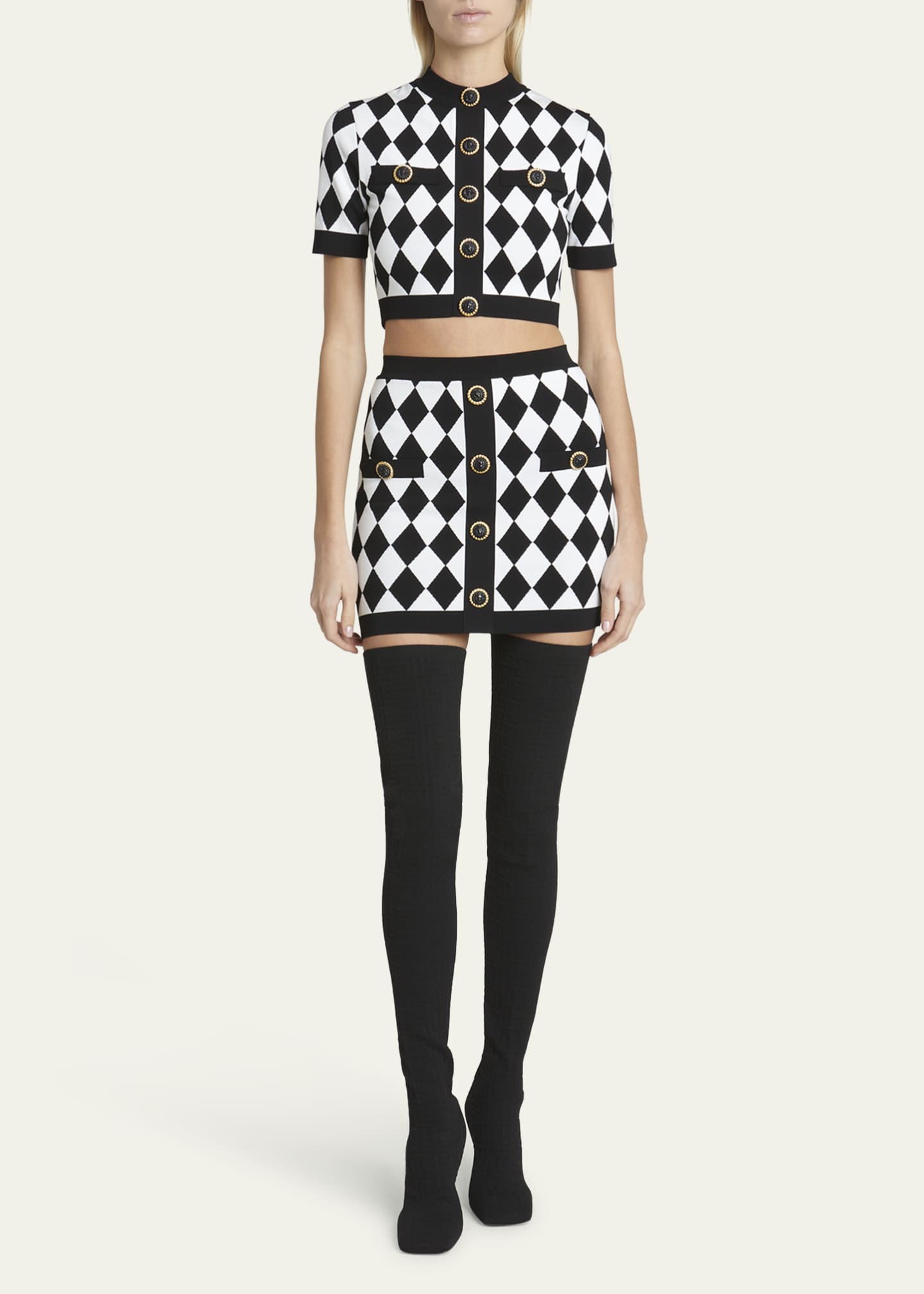 Balmain Diamond Knit Mini Skirt Bergdorf Goodman