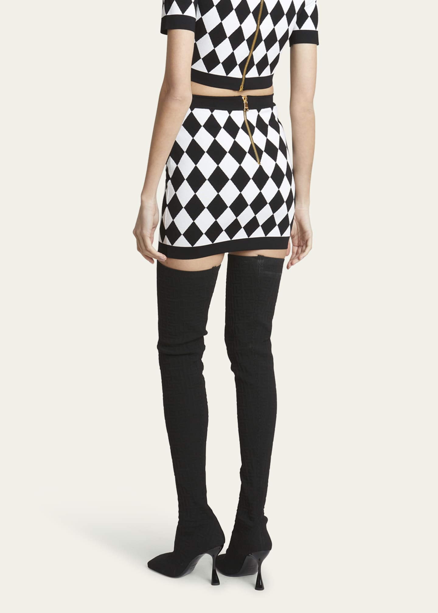Balmain Diamond Knit Mini Skirt Bergdorf Goodman