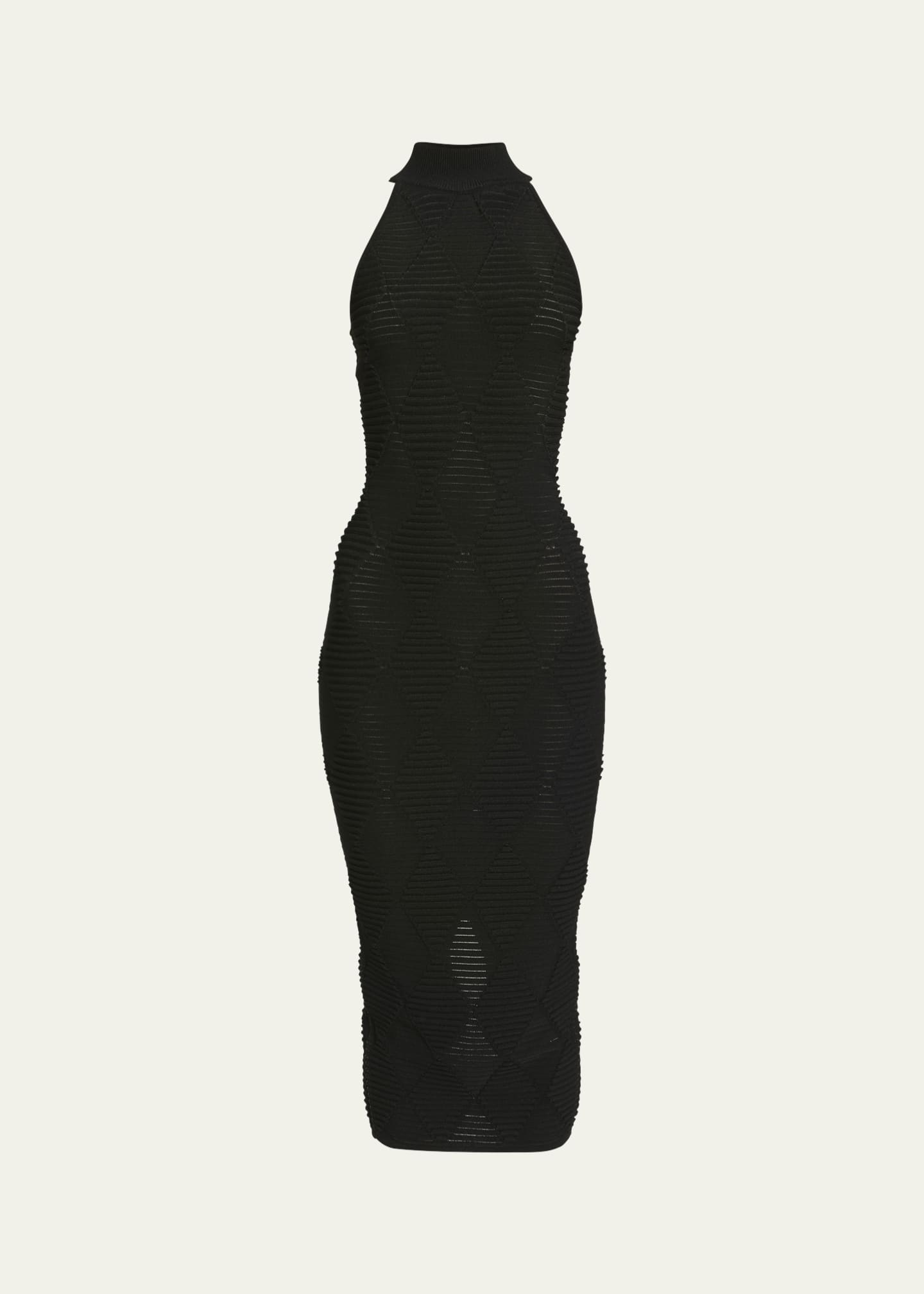 Balmain Diamond Textured Knit Midi Dress Image 1 of 5