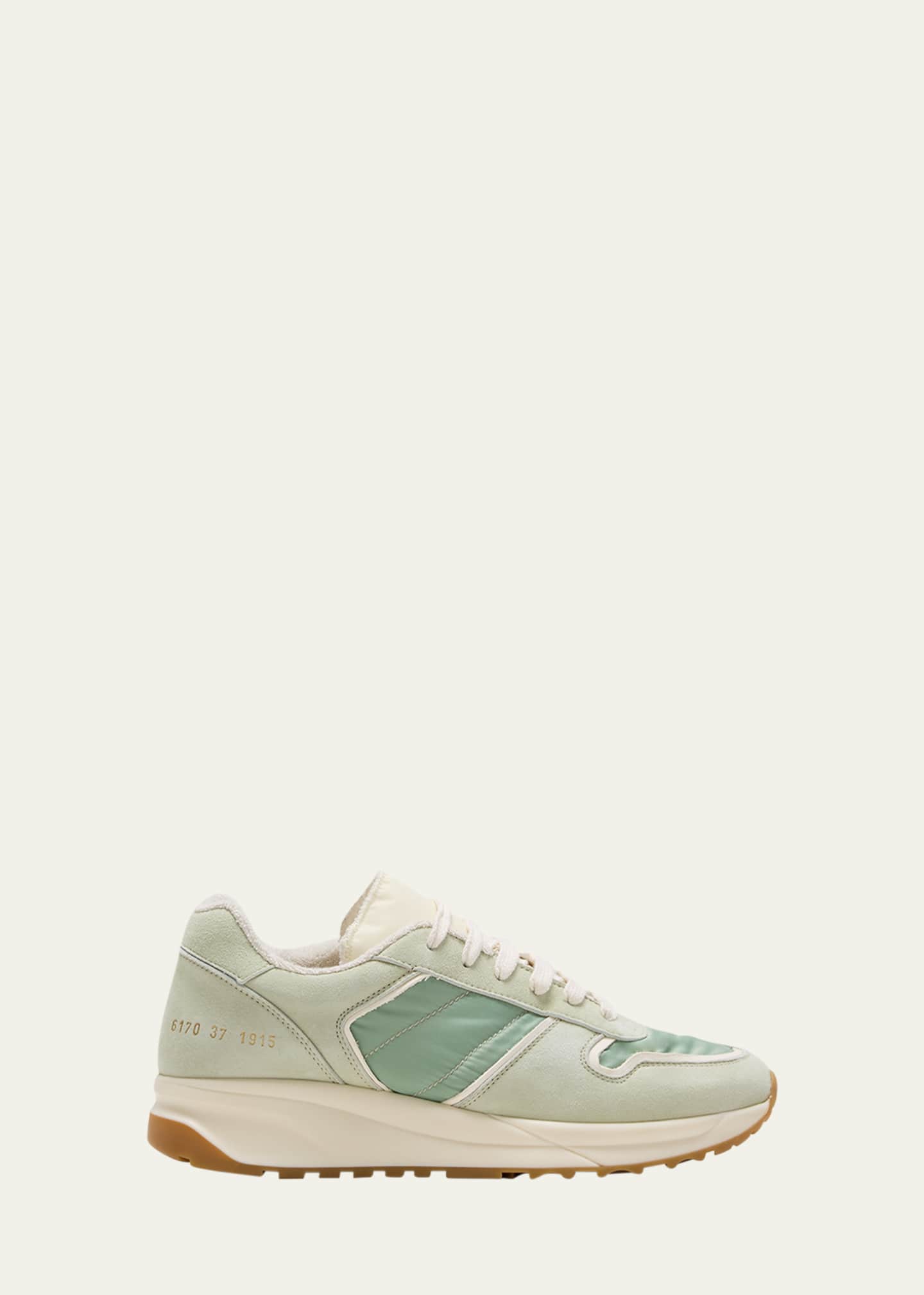 Common Projects Track Nylon Suede Runner Sneakers Green