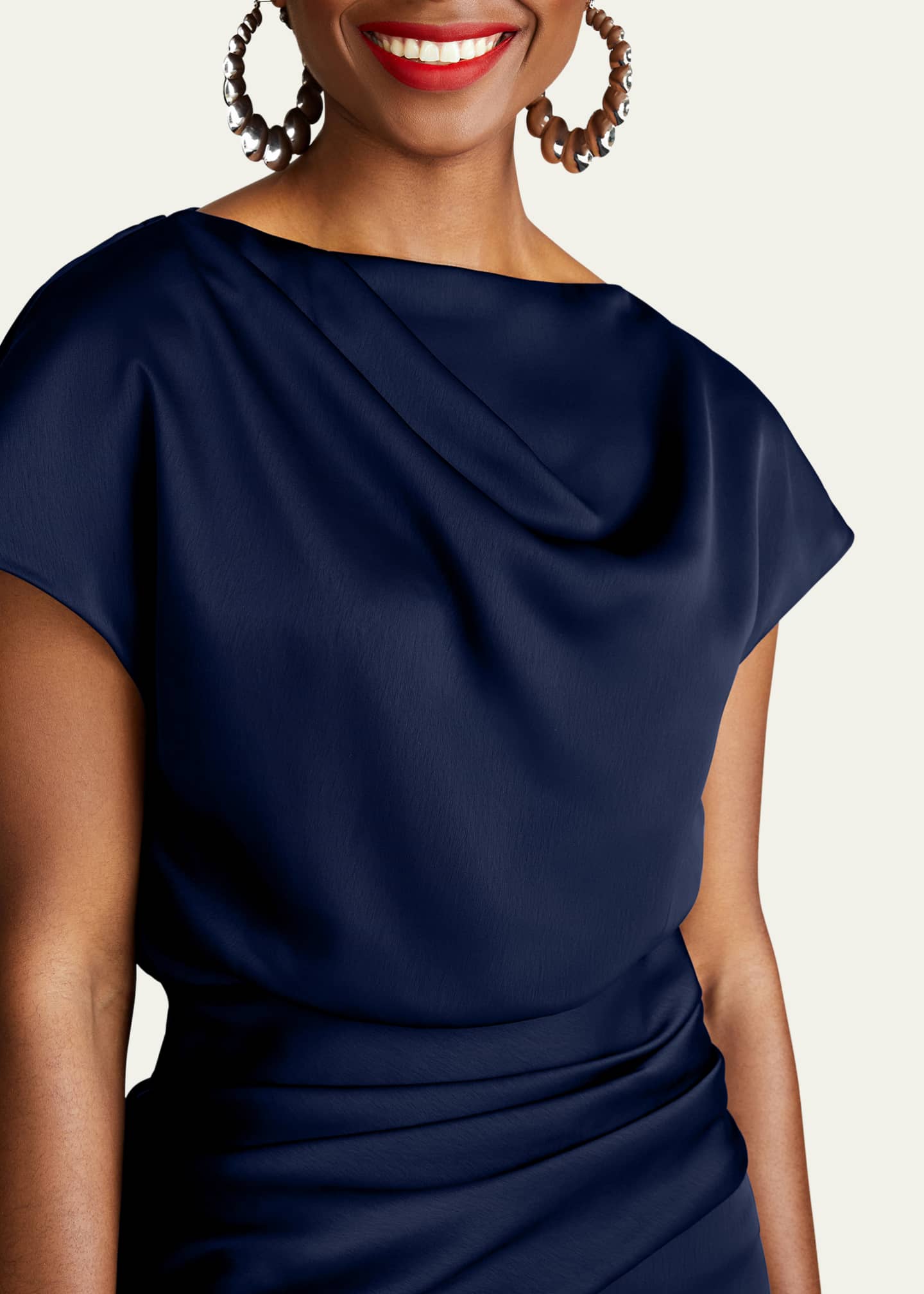 Halston Draped Satin Trumpet Gown Image 5 of 5