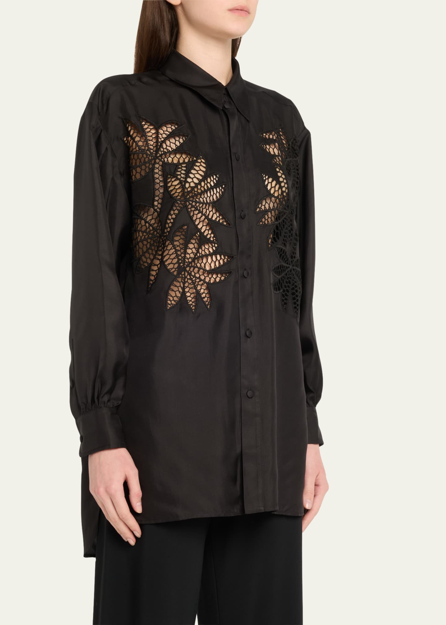 Diotima Long Broderie Anglaise Cutout Oversized Poplin Shirt Image 4 of 5