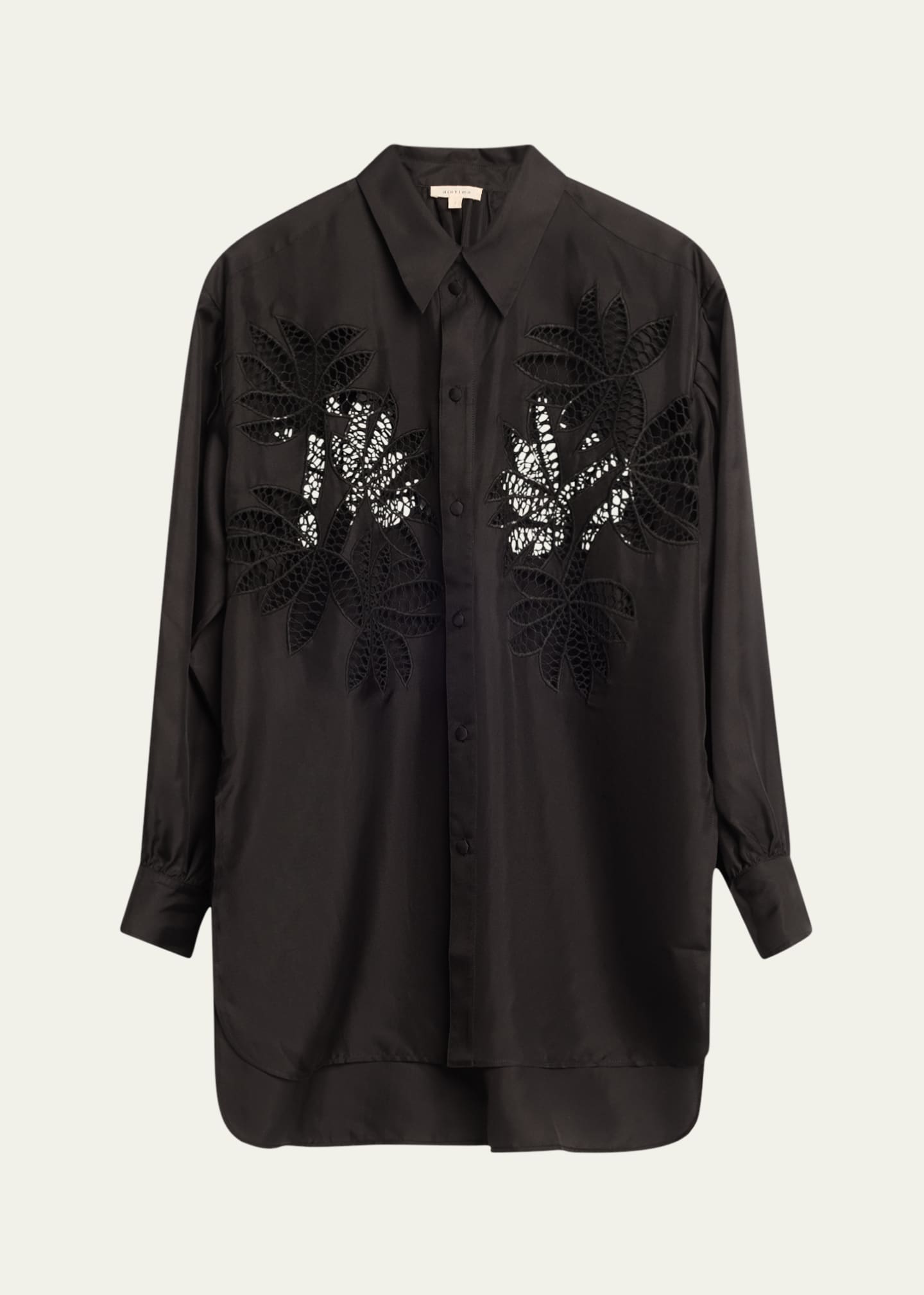 Diotima Long Broderie Anglaise Cutout Oversized Poplin Shirt Image 1 of 5