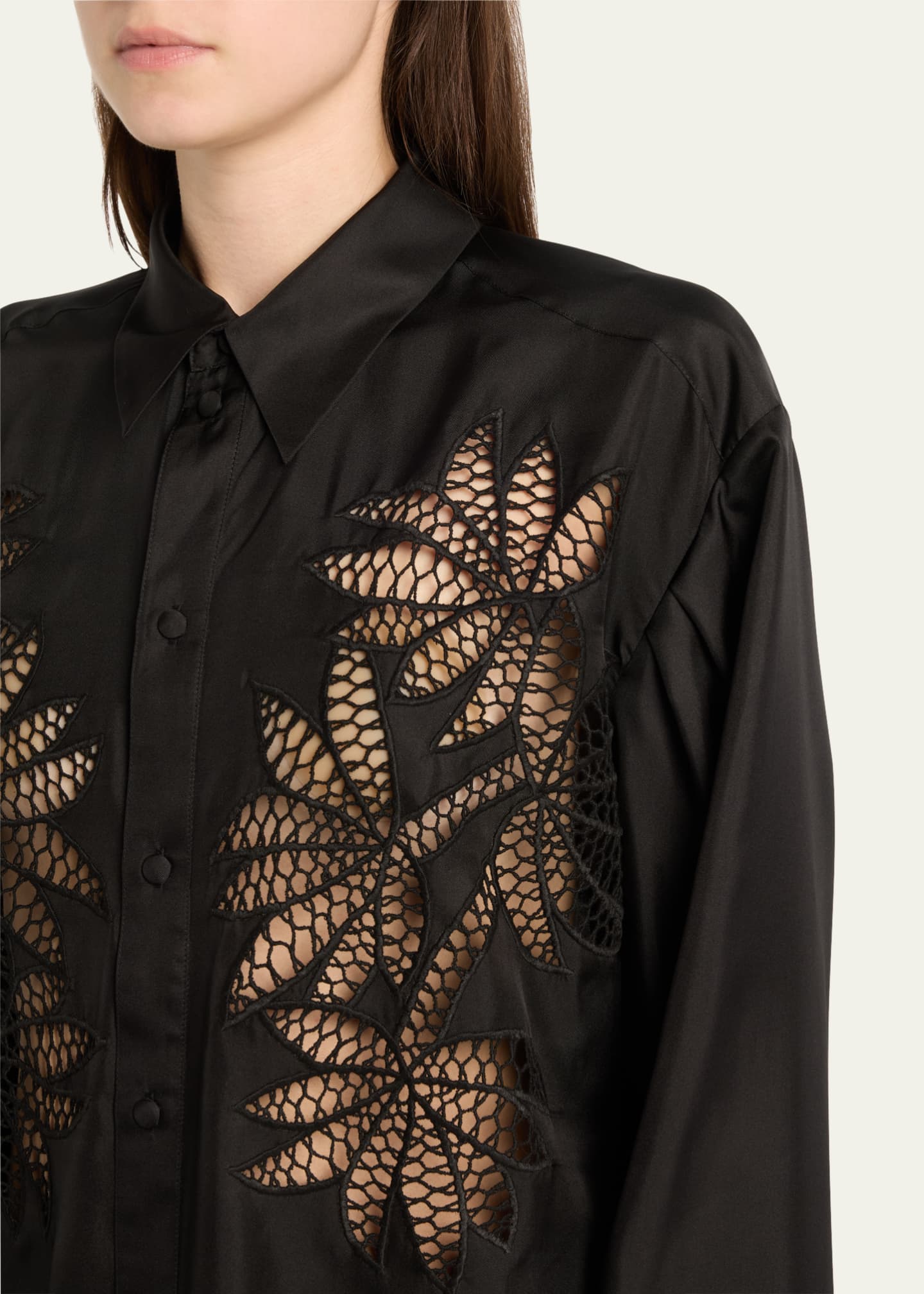 Diotima Long Broderie Anglaise Cutout Oversized Poplin Shirt Image 5 of 5