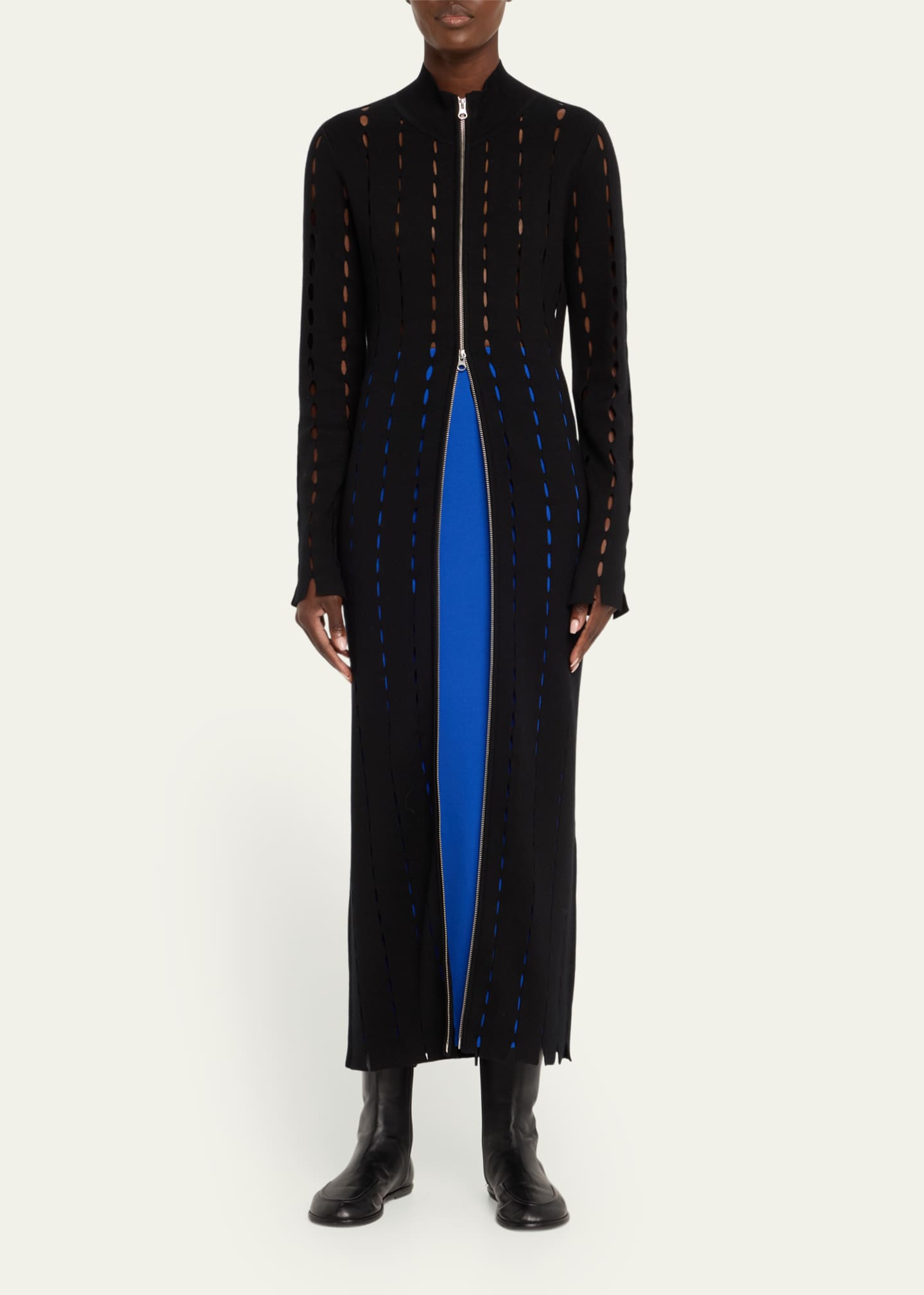 ZANKOV Anatolia Open Knit Zip Maxi Cardigan Bergdorf Goodman