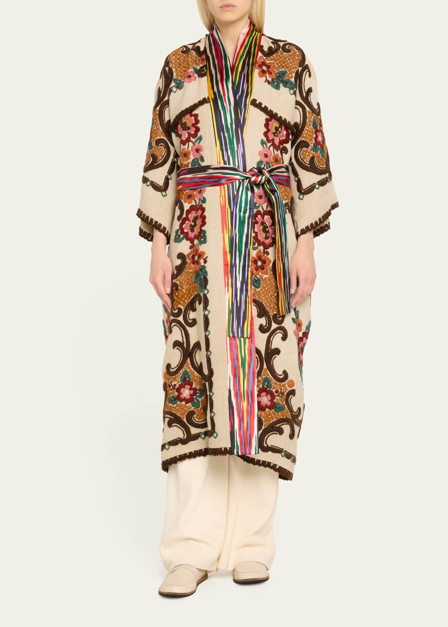 Rianna + Nina Floral Embroidered Self-Tie Kimono Image 2 of 5