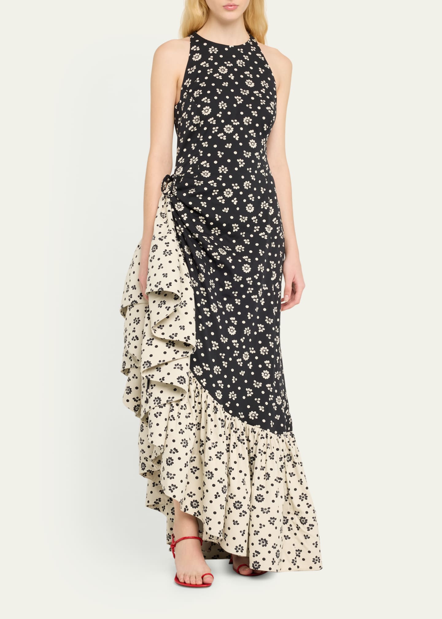 Two Tone Floral Dress Floral Dress Two Tone Skater Dress Skater Dress  Floral Wrap Dress
