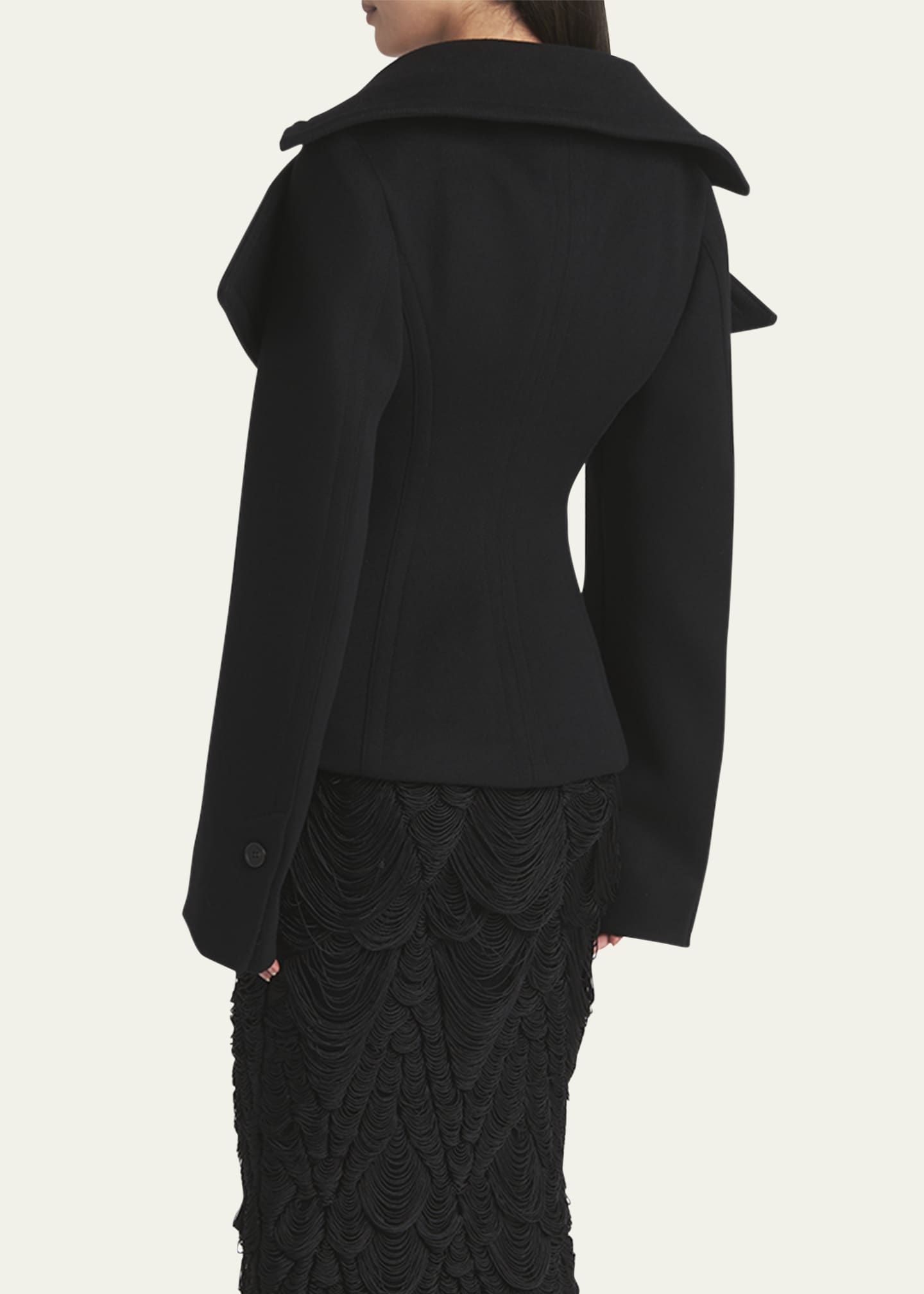 Ferragamo Wide Collar Double-Breasted Wool Cashmere Tailored Image 3 of 5