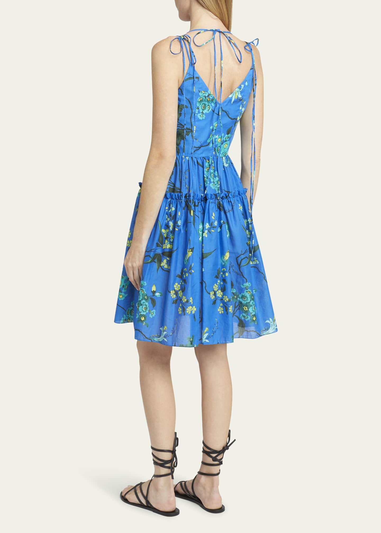 Erdem Floral-Print Tie-Straps Tiered Sleeveless Dress Image 3 of 5