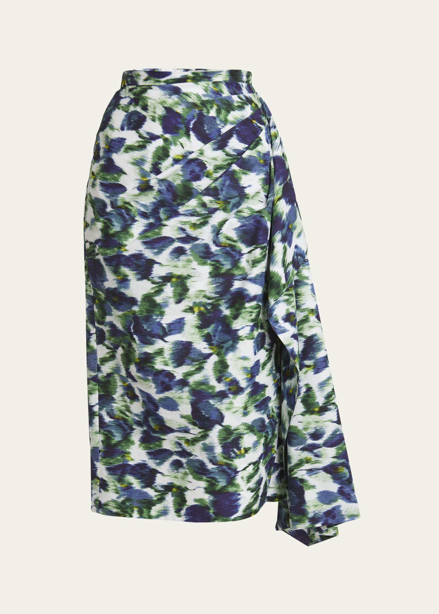 Erdem Draped Floral Pencil Skirt
