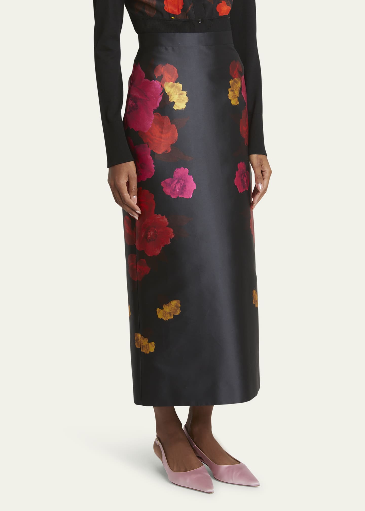 Erdem Long Floral Pencil Skirt Black Women s 8 UK 4 Us Skirts Pencil Skirts