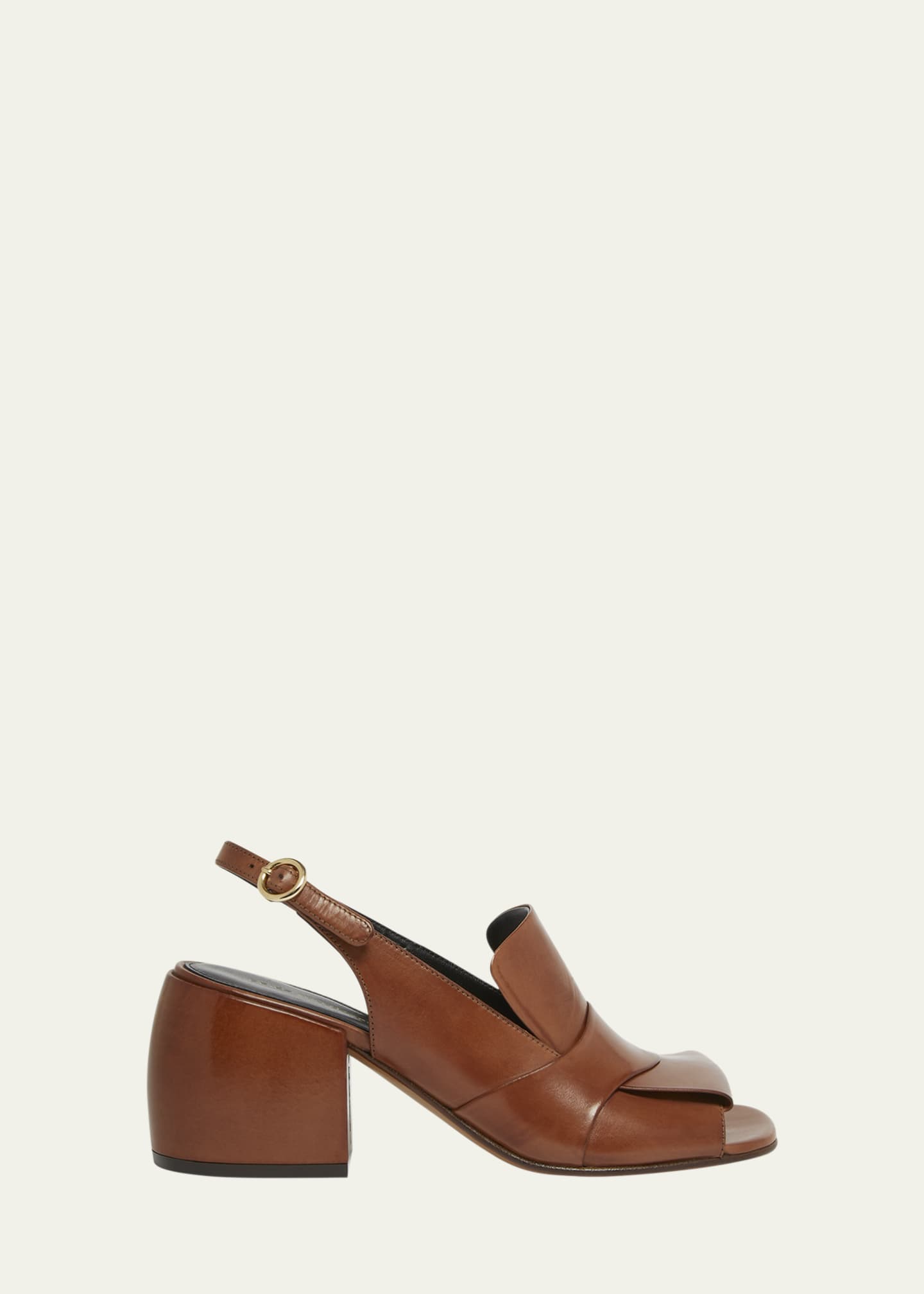Dries Van Noten Leather Block Heel Slingback Sandals