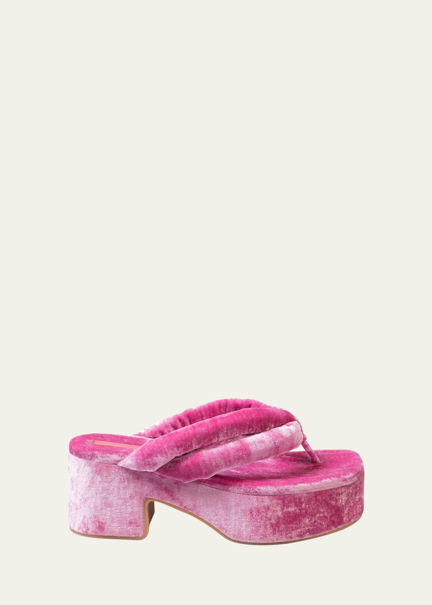 Dries Van Noten Padded Velvet Thong Platform Sandals - Bergdorf Goodman
