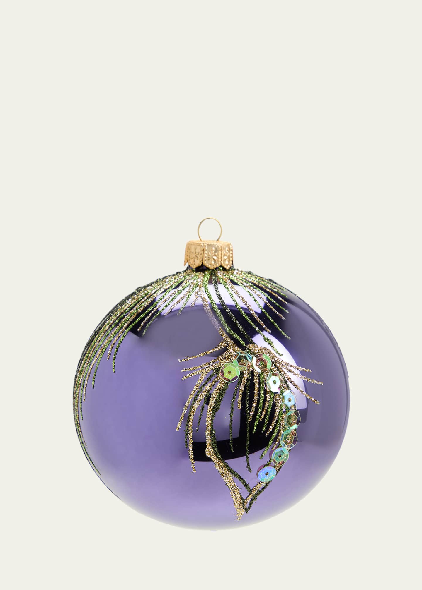 Bergdorf Goodman Dark Purple Peacock Ball Ornament Bergdorf Goodman