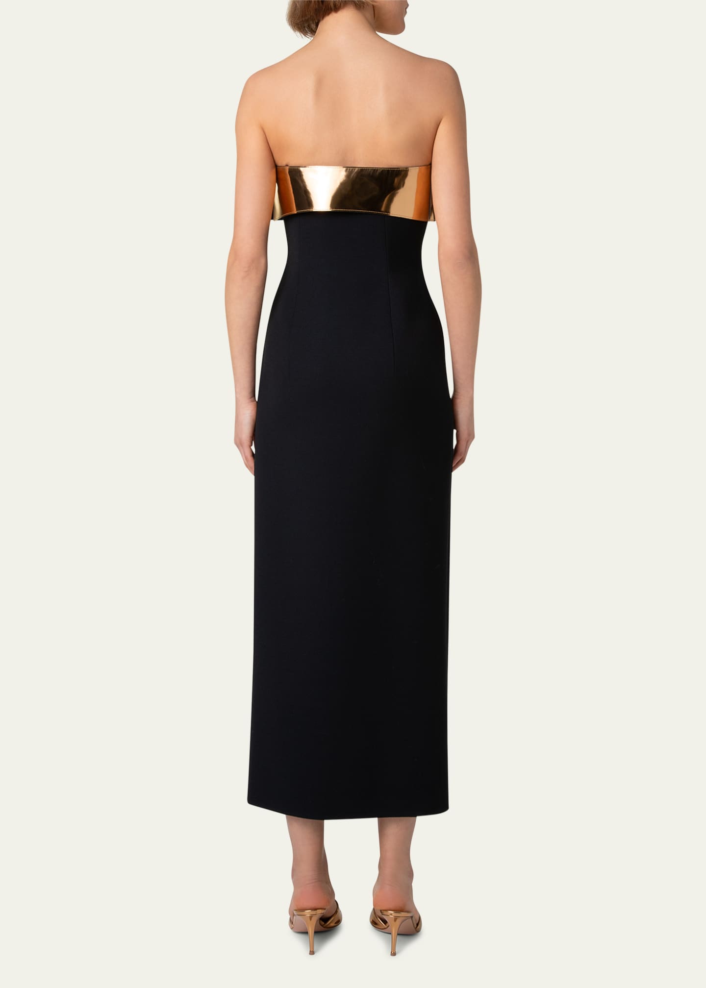 Akris Wool Cocktail Dress with Wave Leather Bust Image 3 of 5