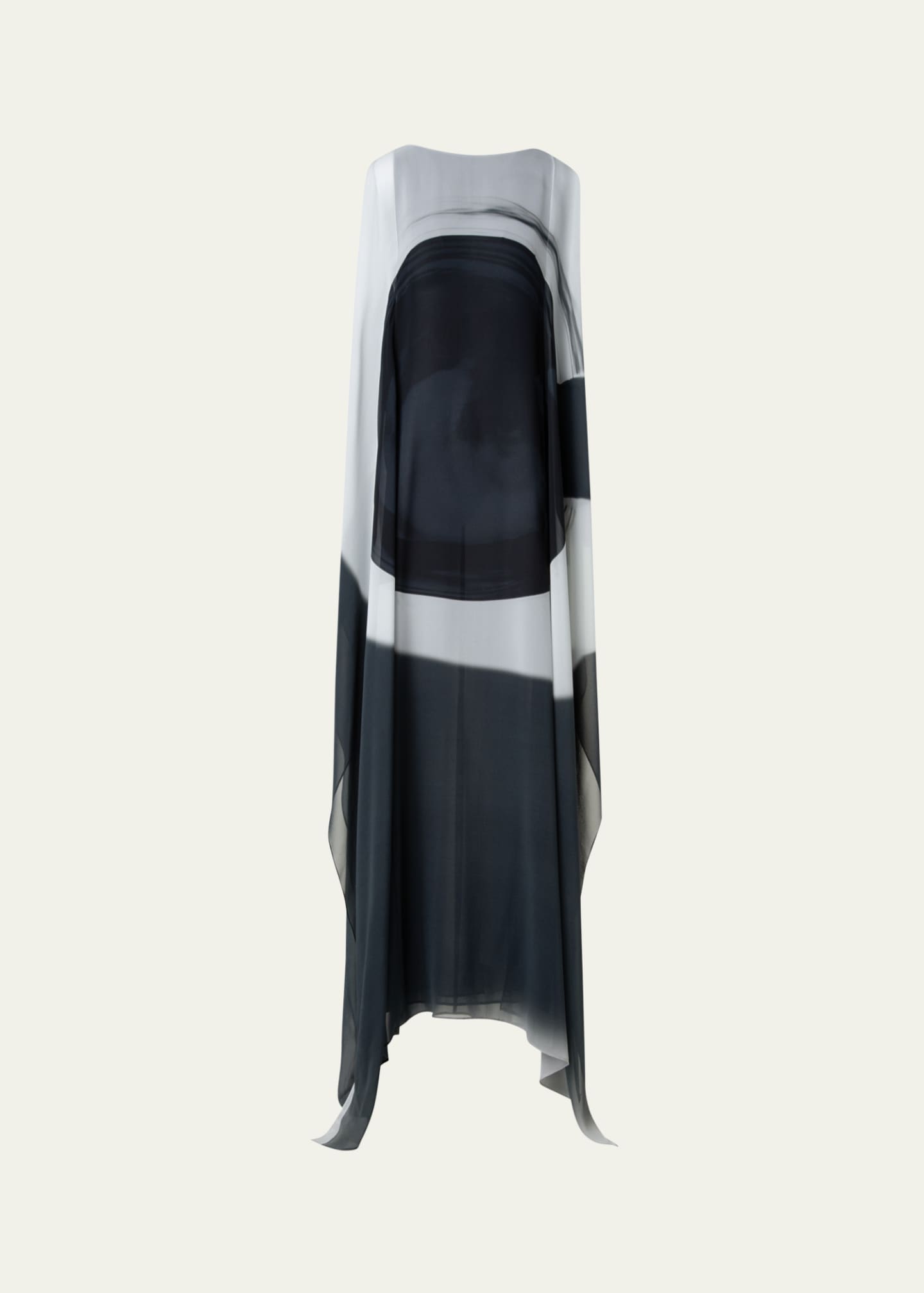 Loop Print Silk Georgette Cape Gown